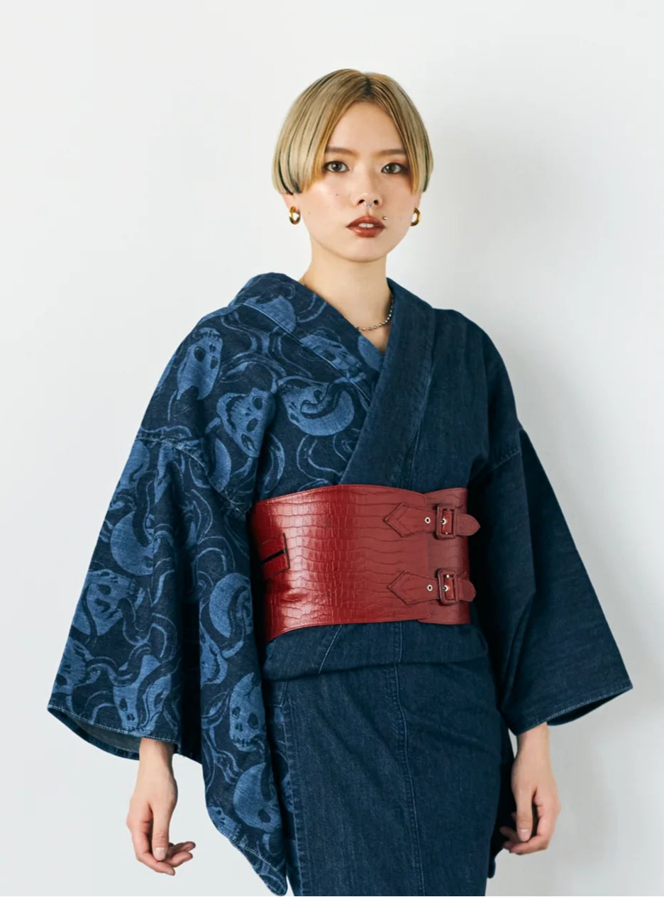 クロコ 赤:帯ベルト|レザー