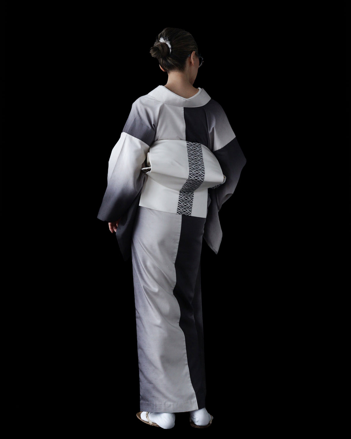名古屋帯|八寸|一本独鈷|白黒 |西村織物|博多織|お仕立て代込み
