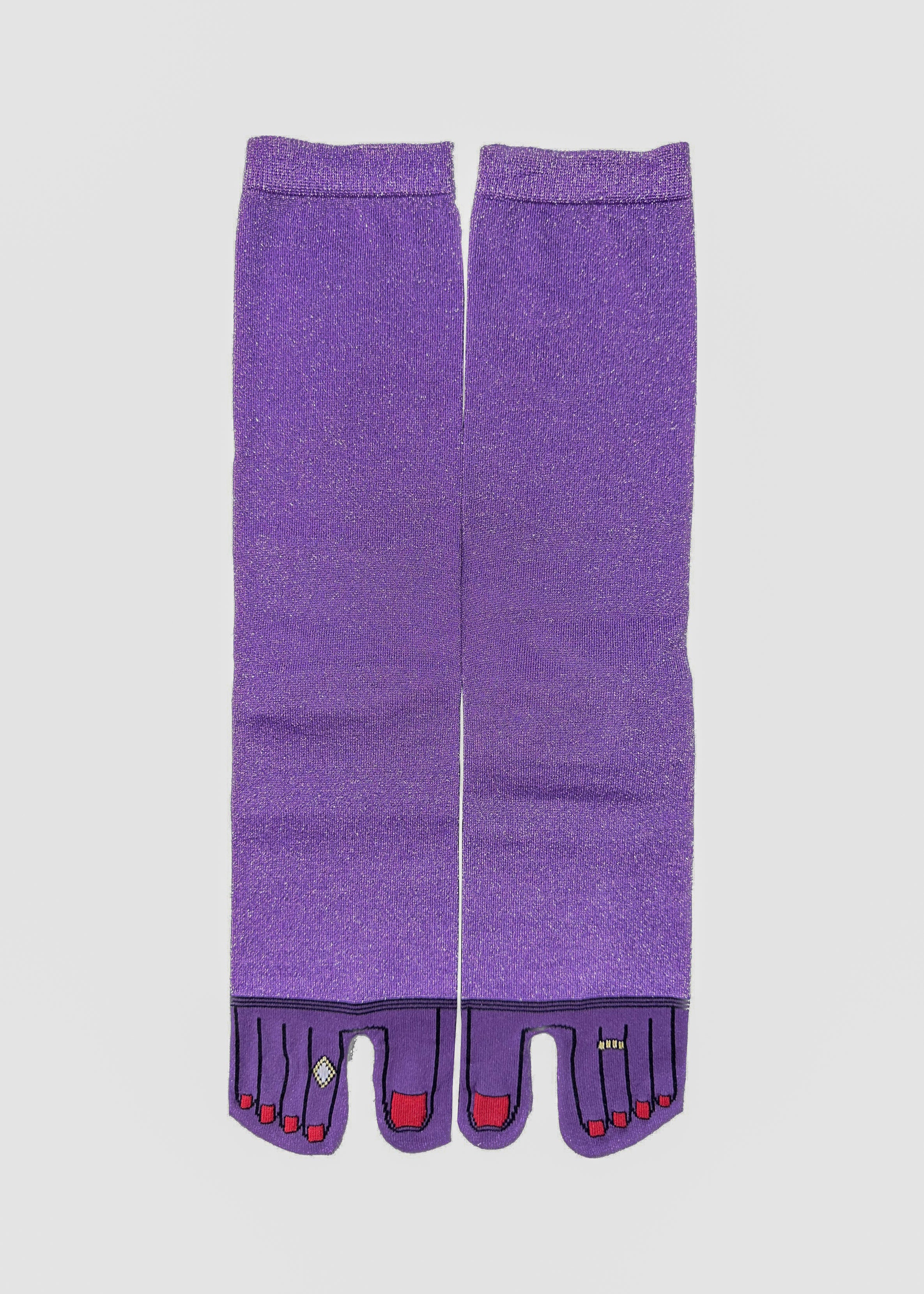 Pedicure Glitter Matte Fingertip Tabi Socks (onyva): Socks | Stockings
