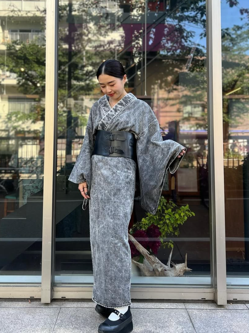 Denim Kimono | Black Chemical | Women's | KAPUKI