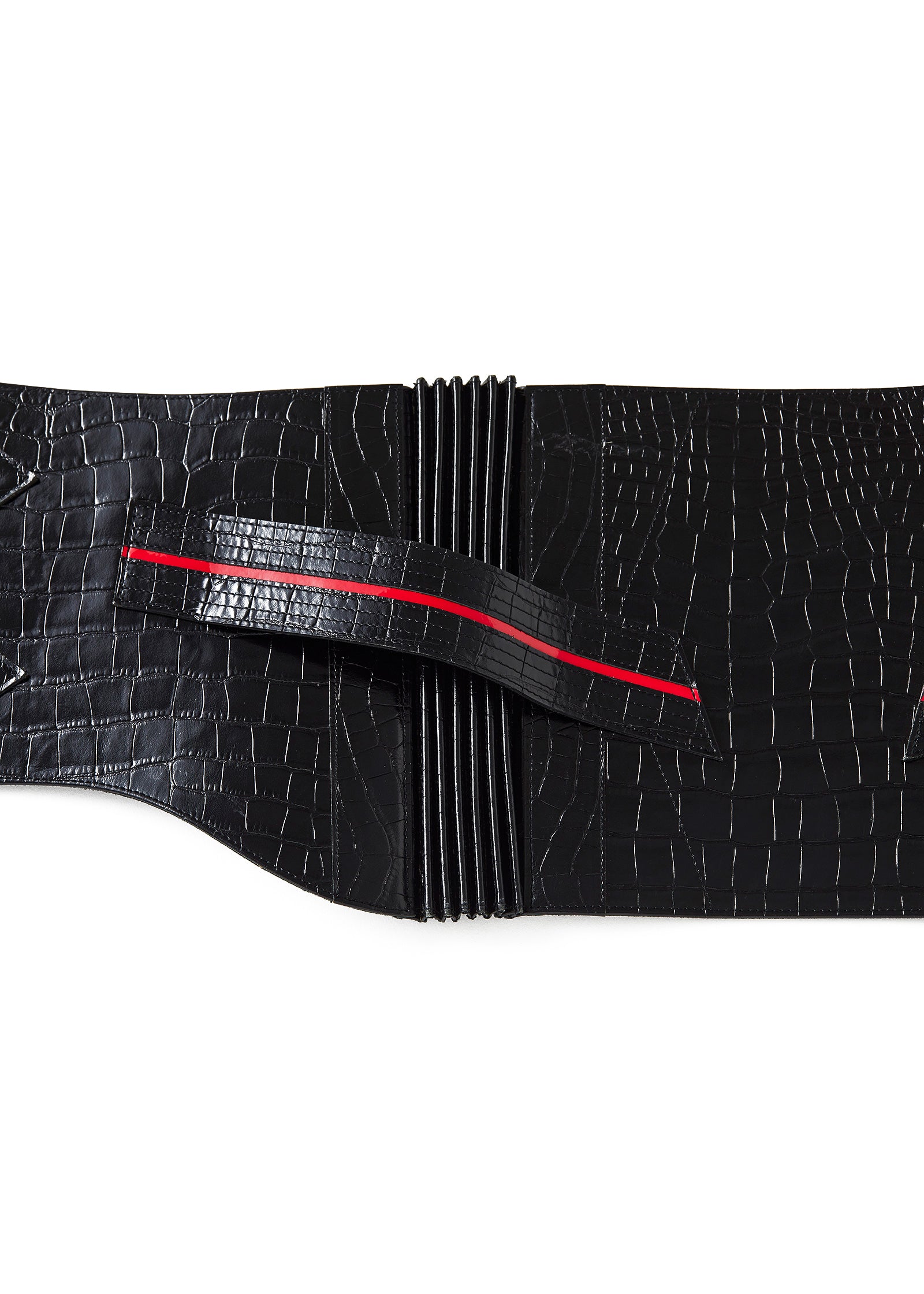 Crocodile enamel black: Belt | Leather