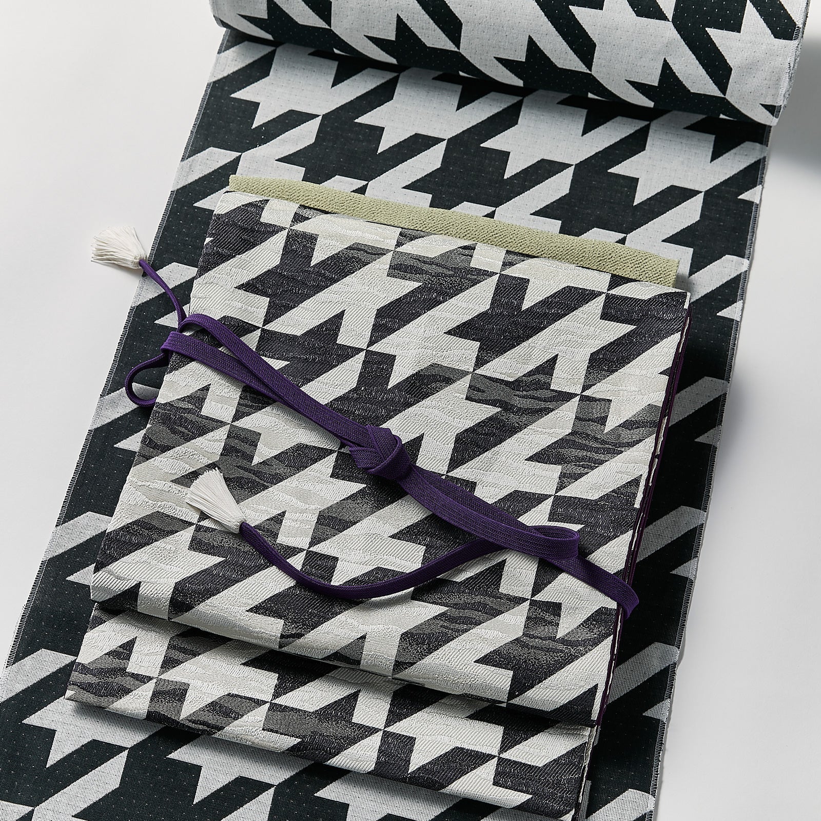 Houndstooth monotone (KAPUKI special order): Rice weave small pattern | Cotton | Kimono | Single garment