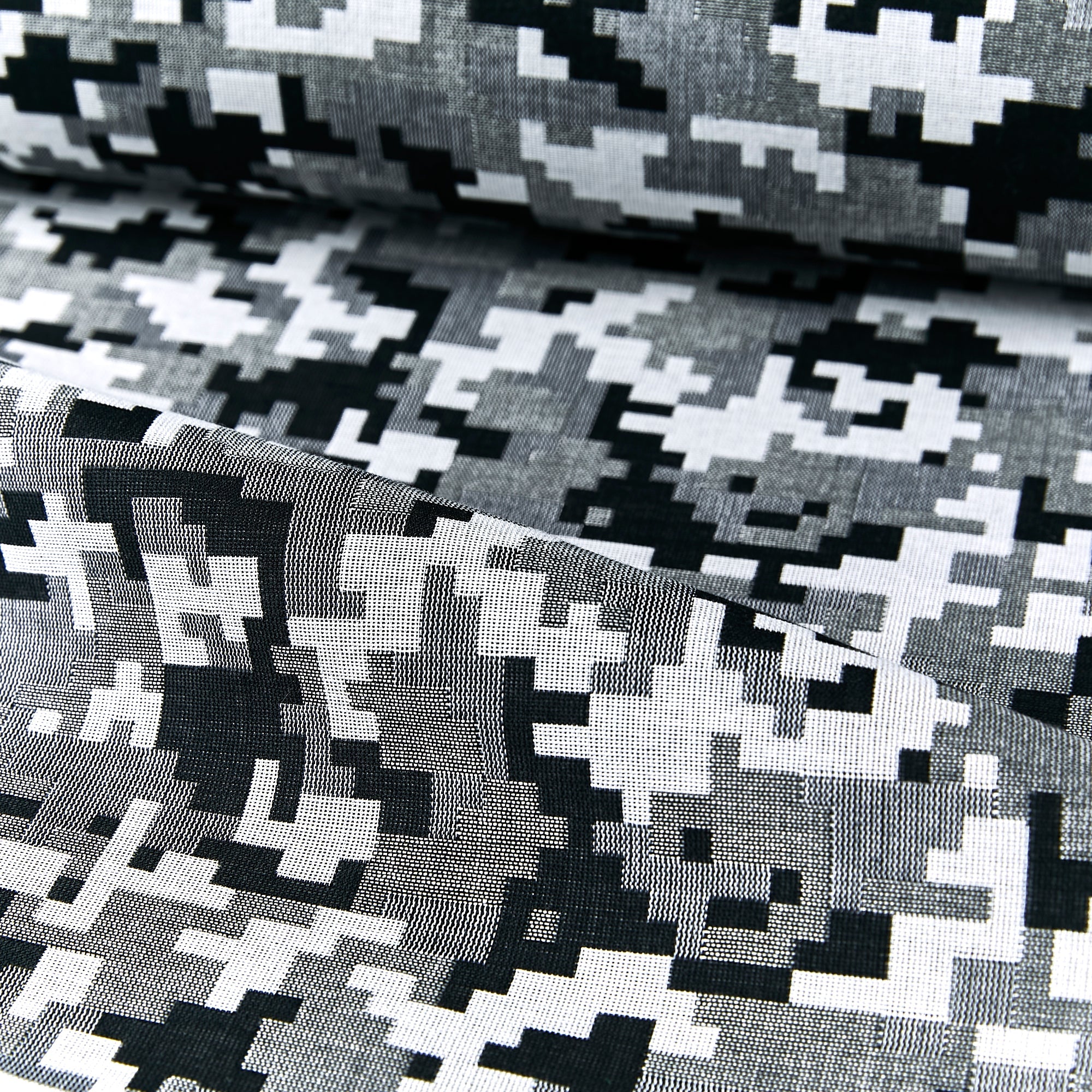 Rice-woven Komon Mosaic Black and White: Cotton | Kimono | Single-layer Kimono