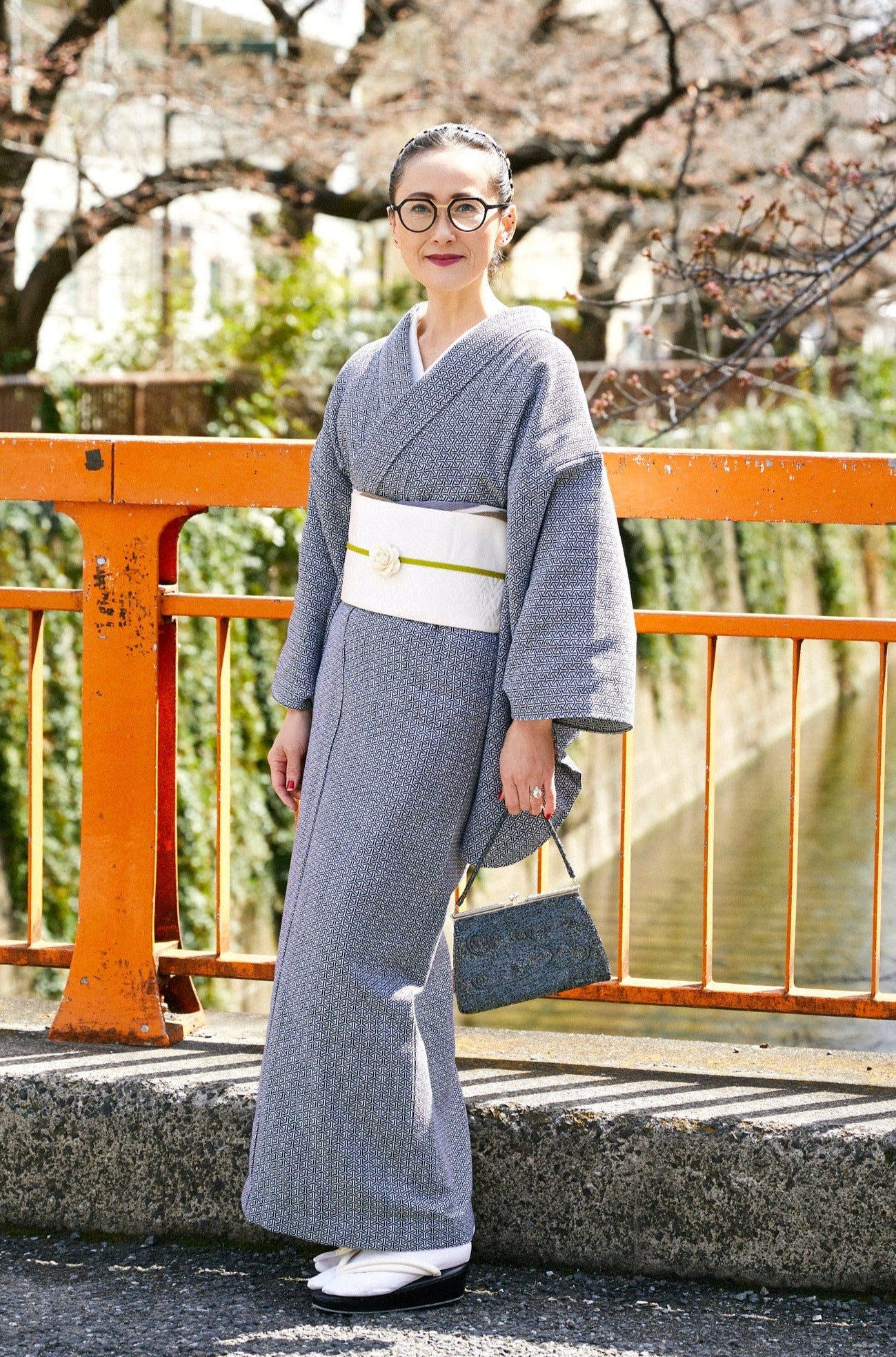 Bishamon tortoise shell monotone: rice weave small pattern | cotton | kimono | single robe