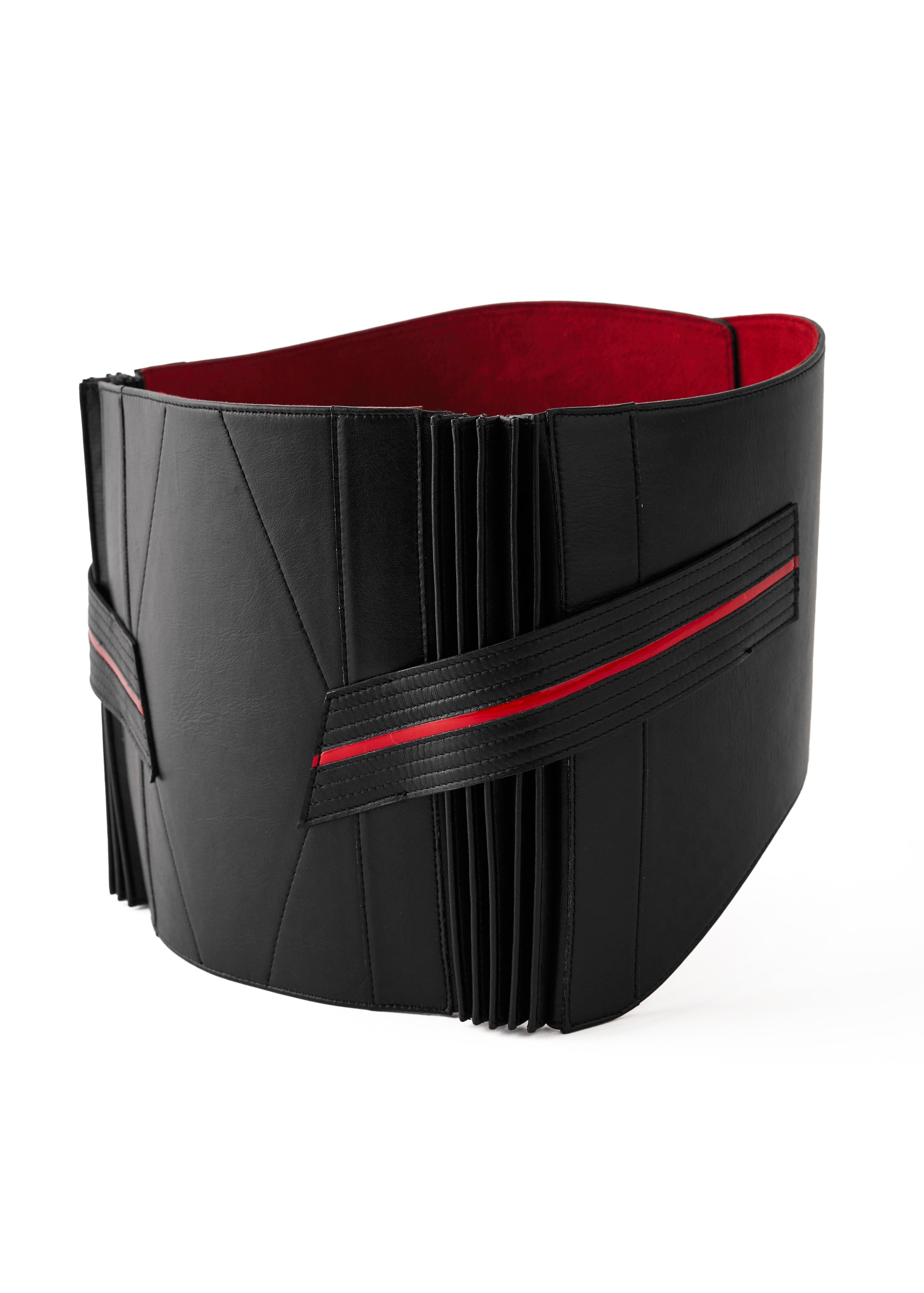 帯ベルト|黒 裏地赤|Mサイズ|KAPUKI|レザー