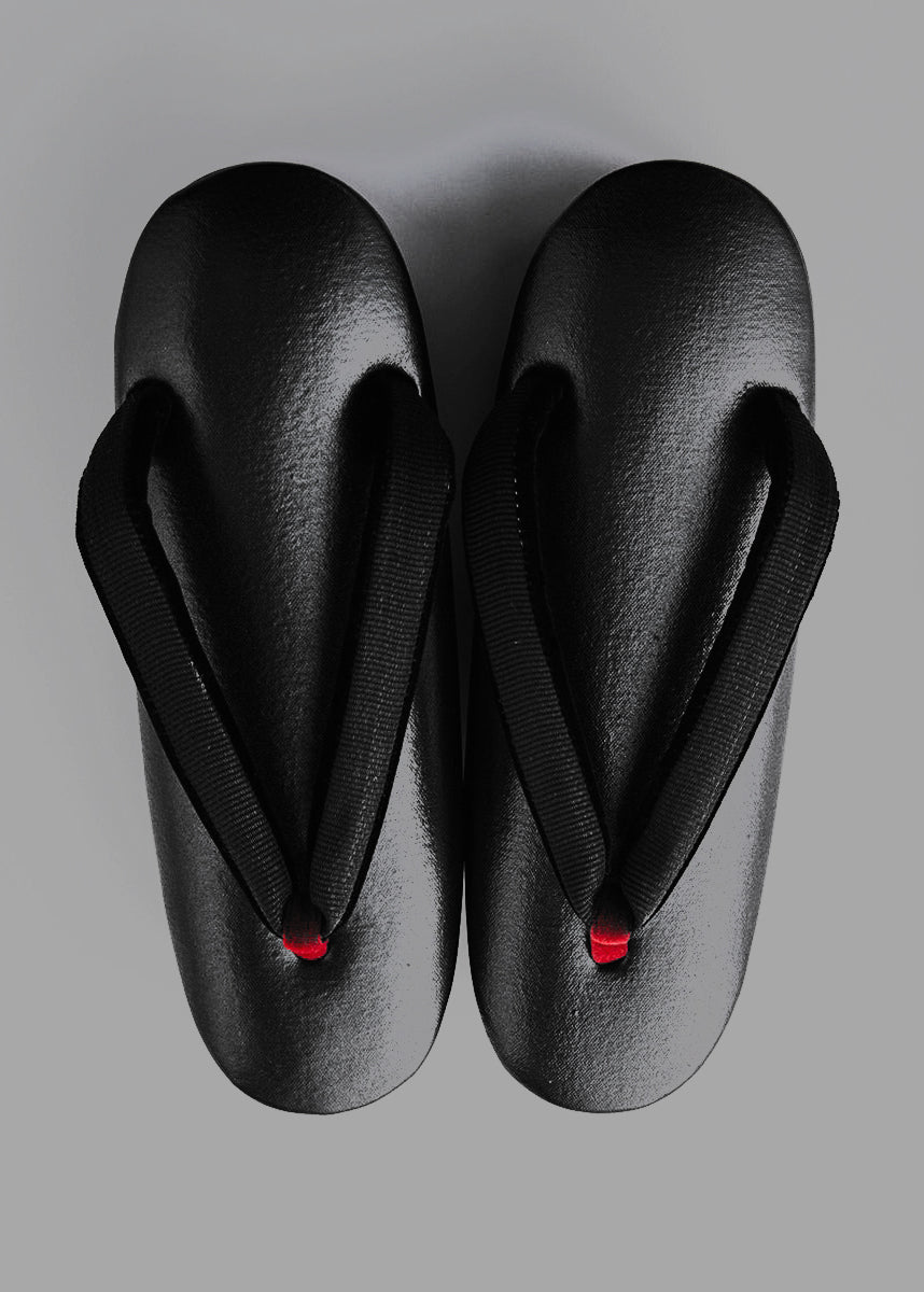 Cotton four-layer sandals with red sole and black (Japanese accessories Sakura x KAPUKI): Sandals | Distribution