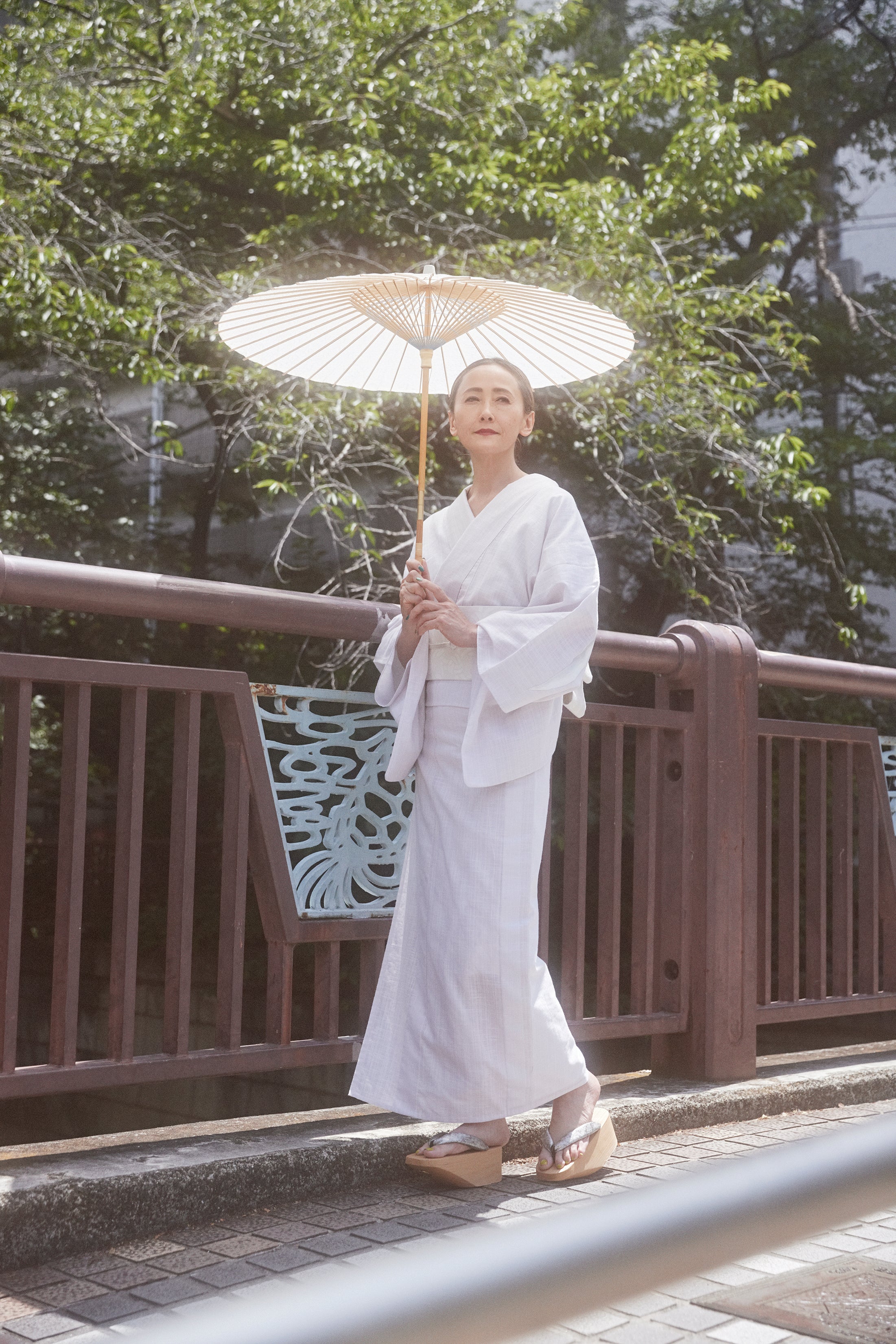 落水 白:日傘|継柄|和紙