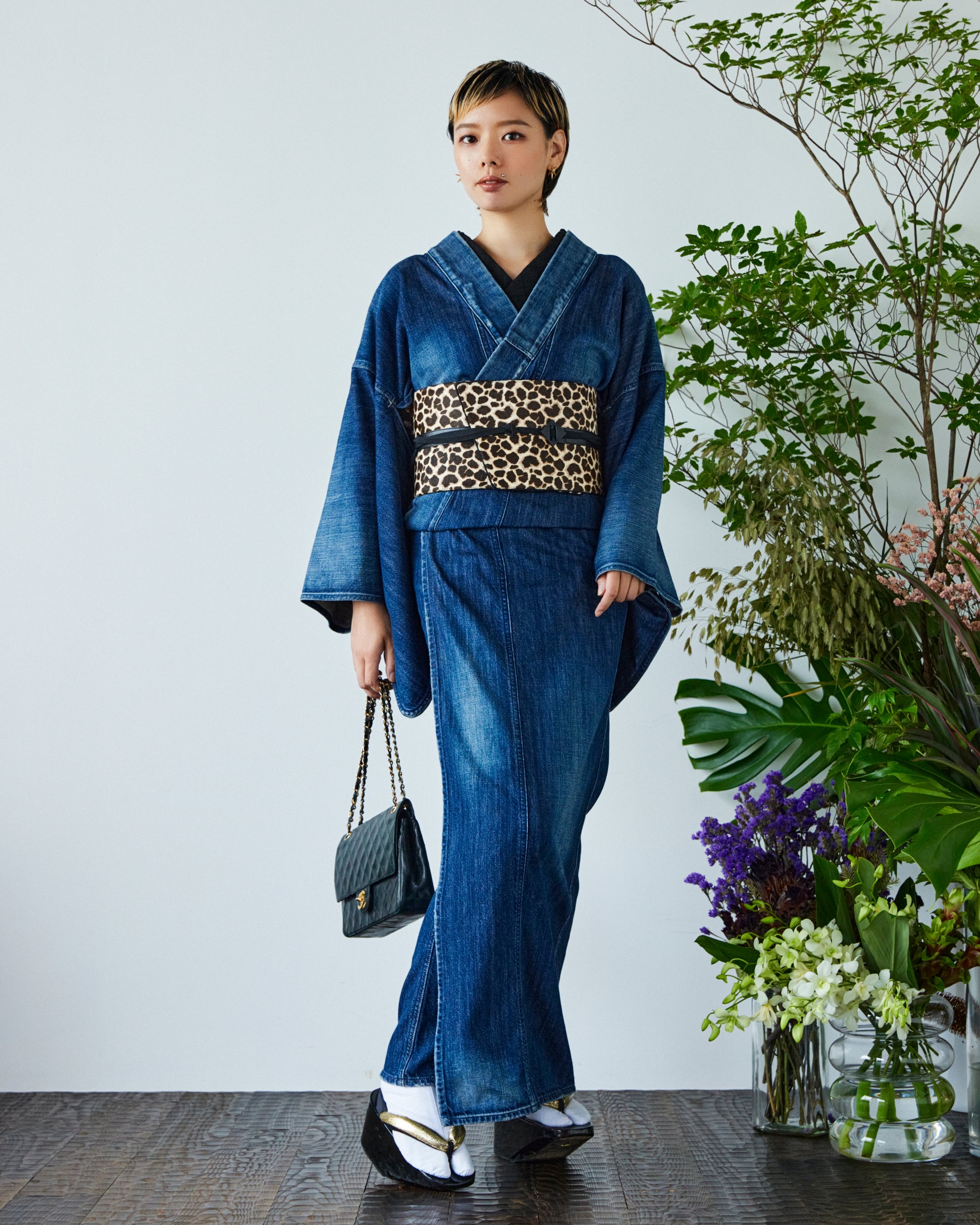 帯ベルト|ハラコ ジラフ 裏/紐 紫|プラス10cm|KAPUKI