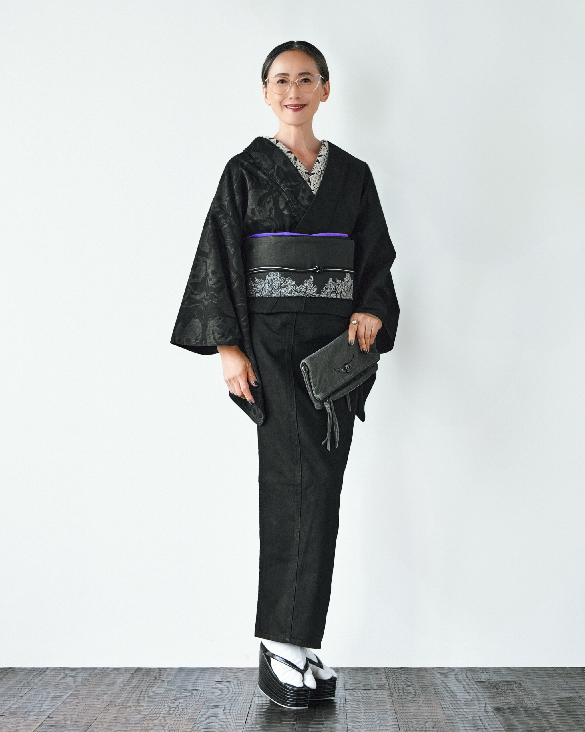 Denim Kimono | Snake and Skull Design, Black | Women's | KAPUKI