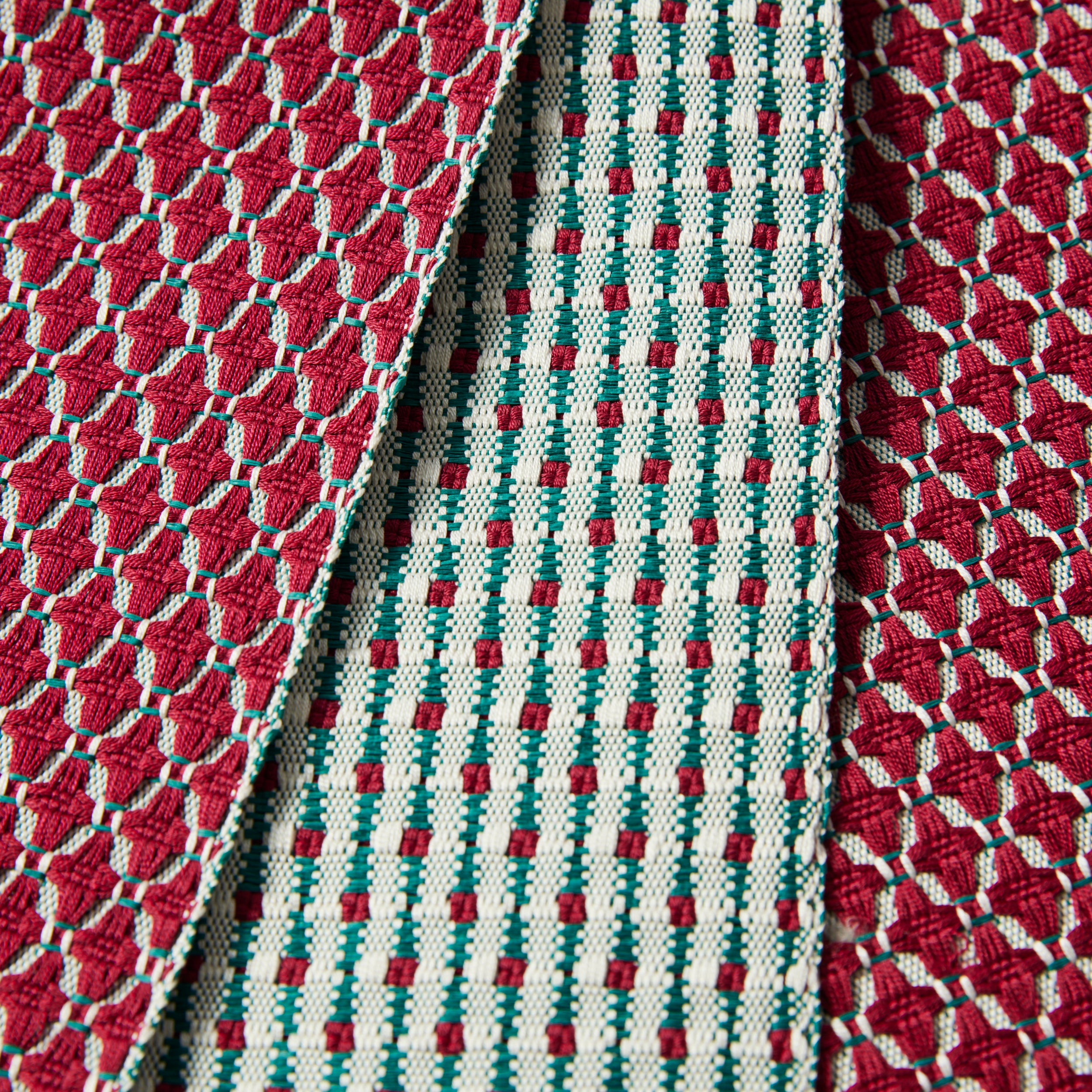 Big Dipper Pink/Green: Half-width obi | Yonezawa weave | Reversible | Pure silk