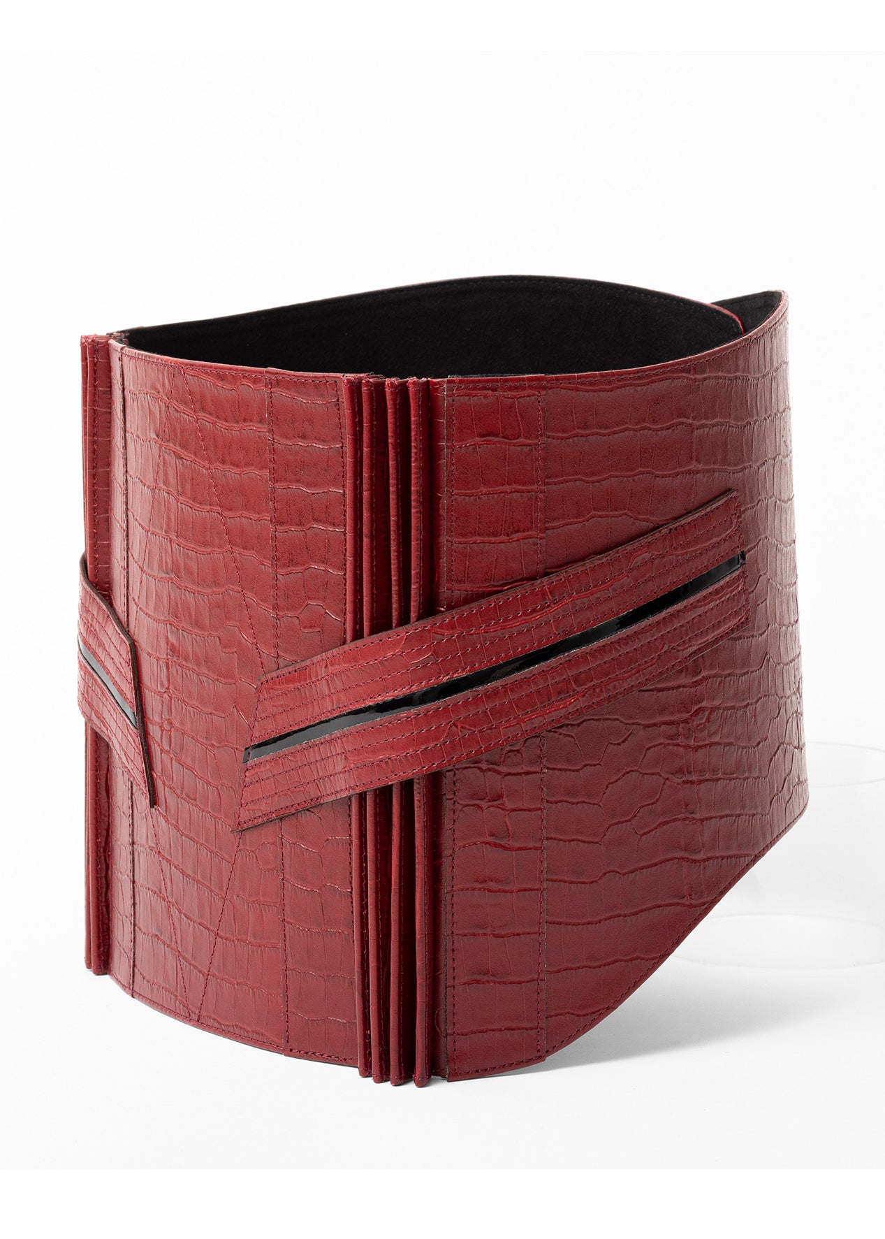 帯ベルト|クロコ 赤 Mサイズ|KAPUKI|レザー