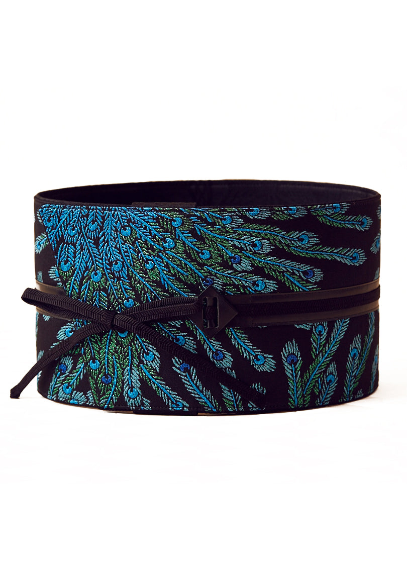 青孔雀：帯ベルト｜西陣織 ｜正絹 