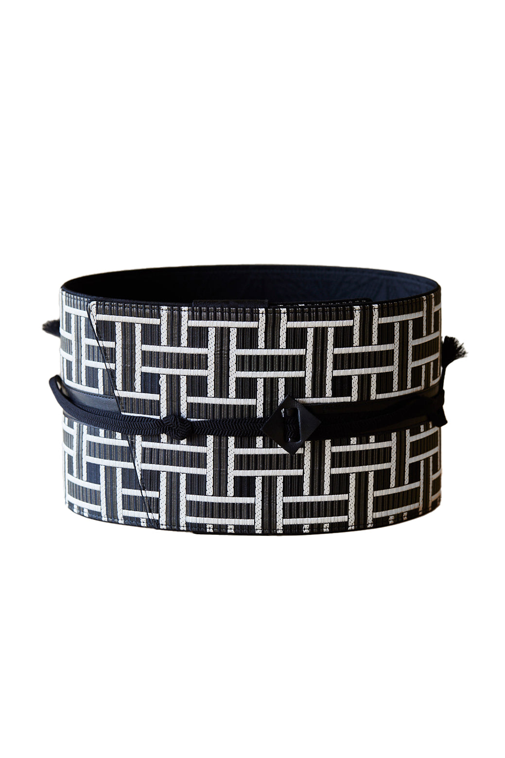 Black basket weave: Obi belt | Hakata weave | Pure silk