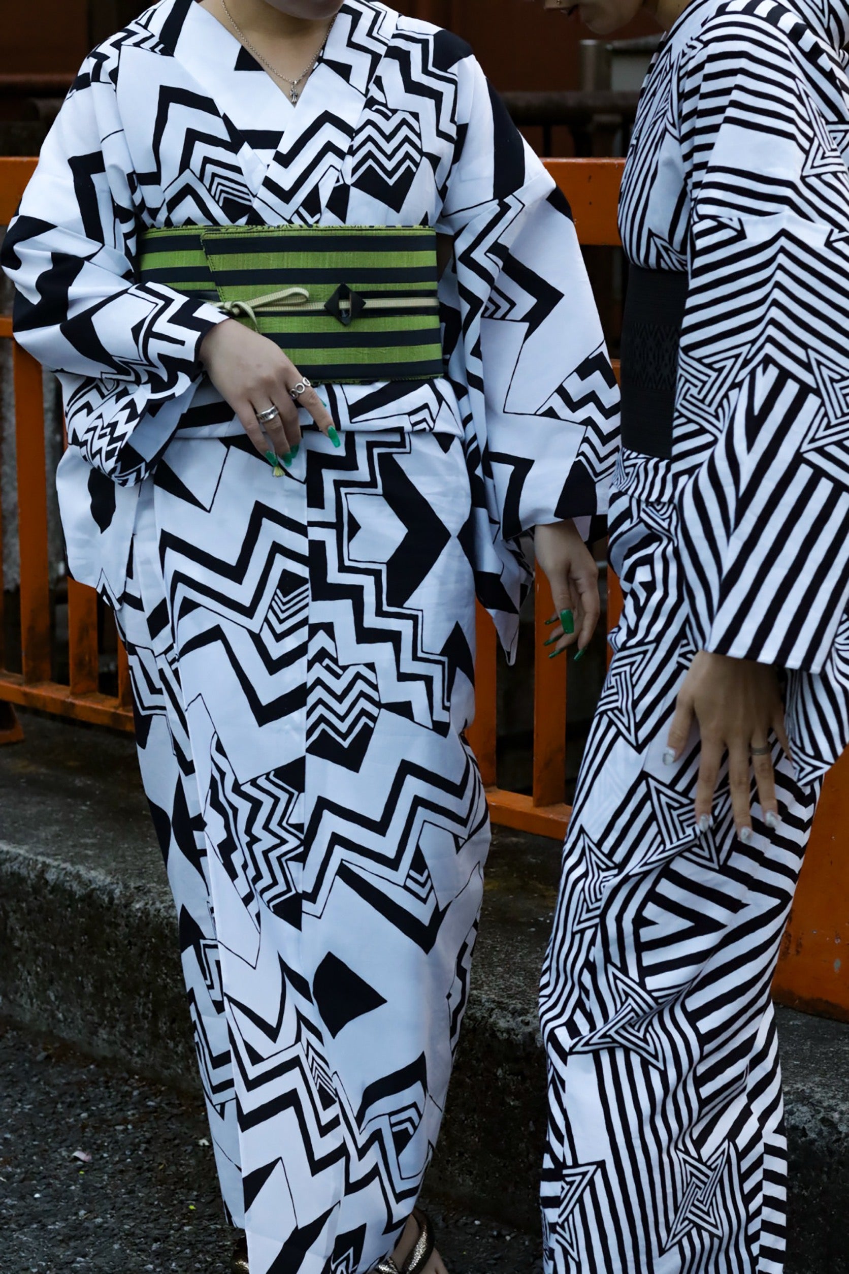 Yukata "Rabble striped black" KAPUKI original