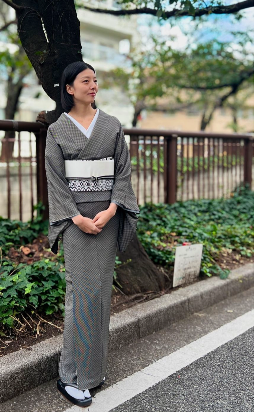 Single Dokko Black and White (Nishimura Orimono): Nagoya Obi | 8 Sun | Hakata-ori | Kenjo pattern | Pure silk (tailoring fee included)