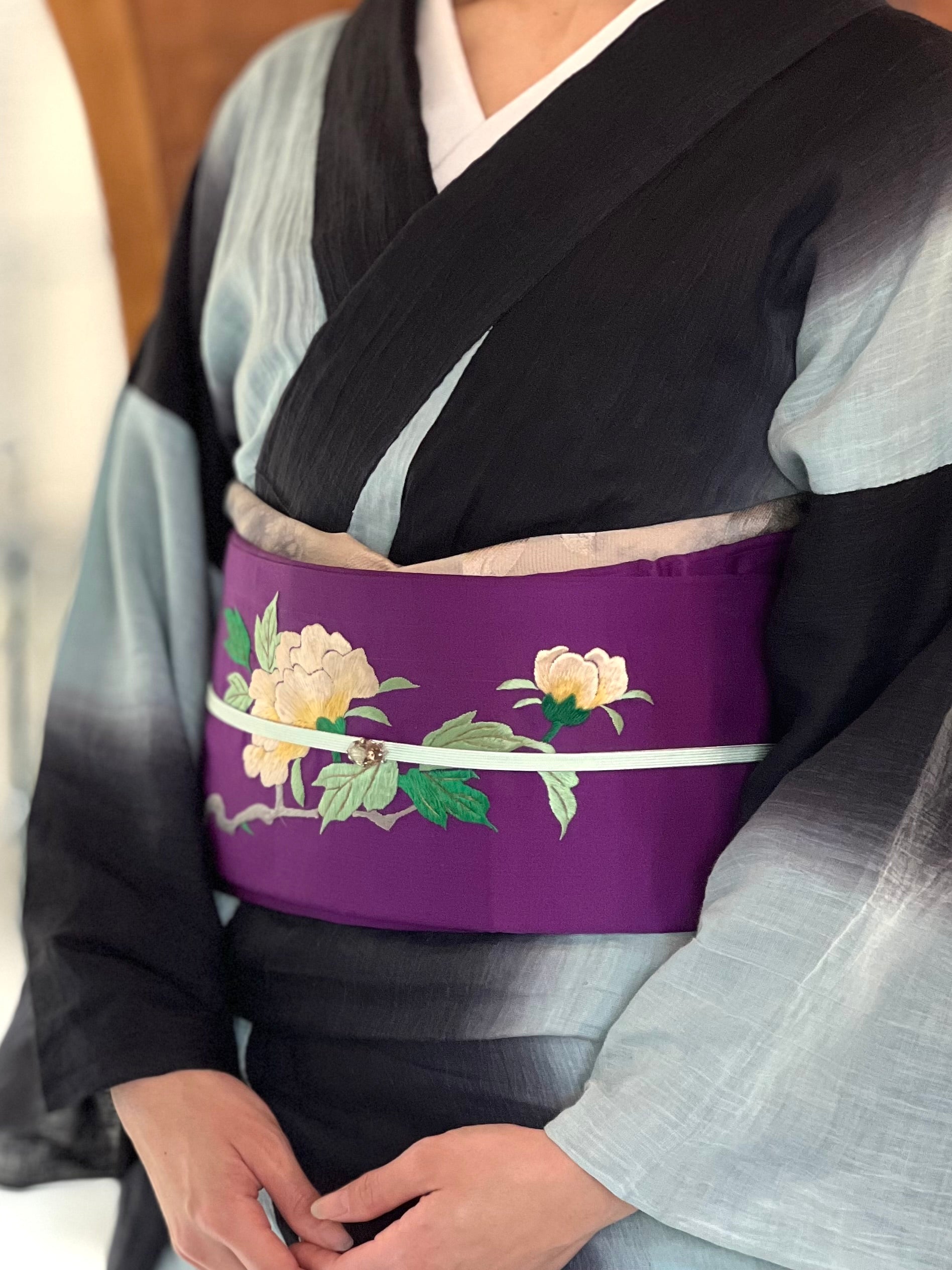 牡丹刺繍(Wing):アンティーク|名古屋帯