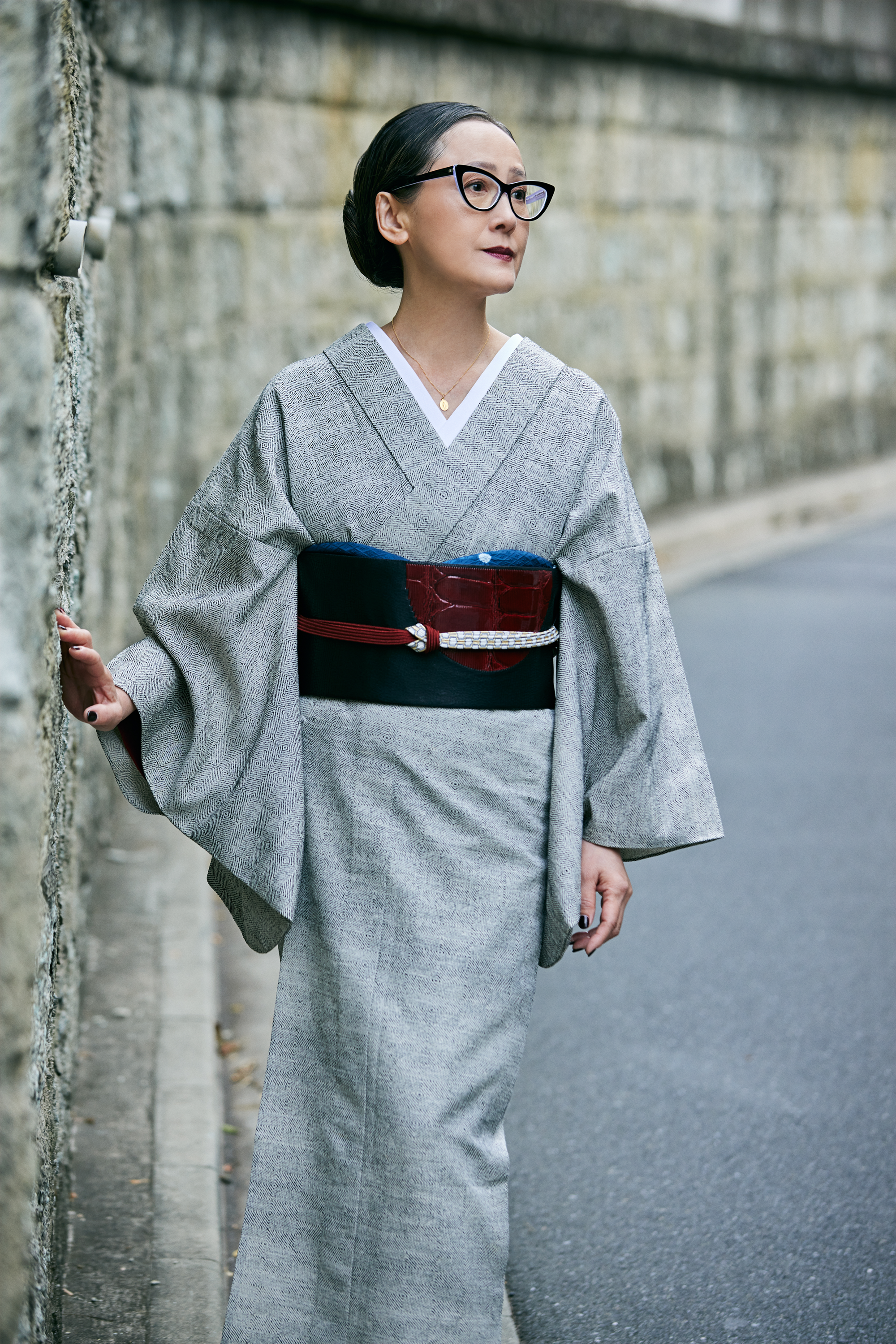 着物|お召し|二人静 幸菱尽し ベージュ|誉田屋源兵衛