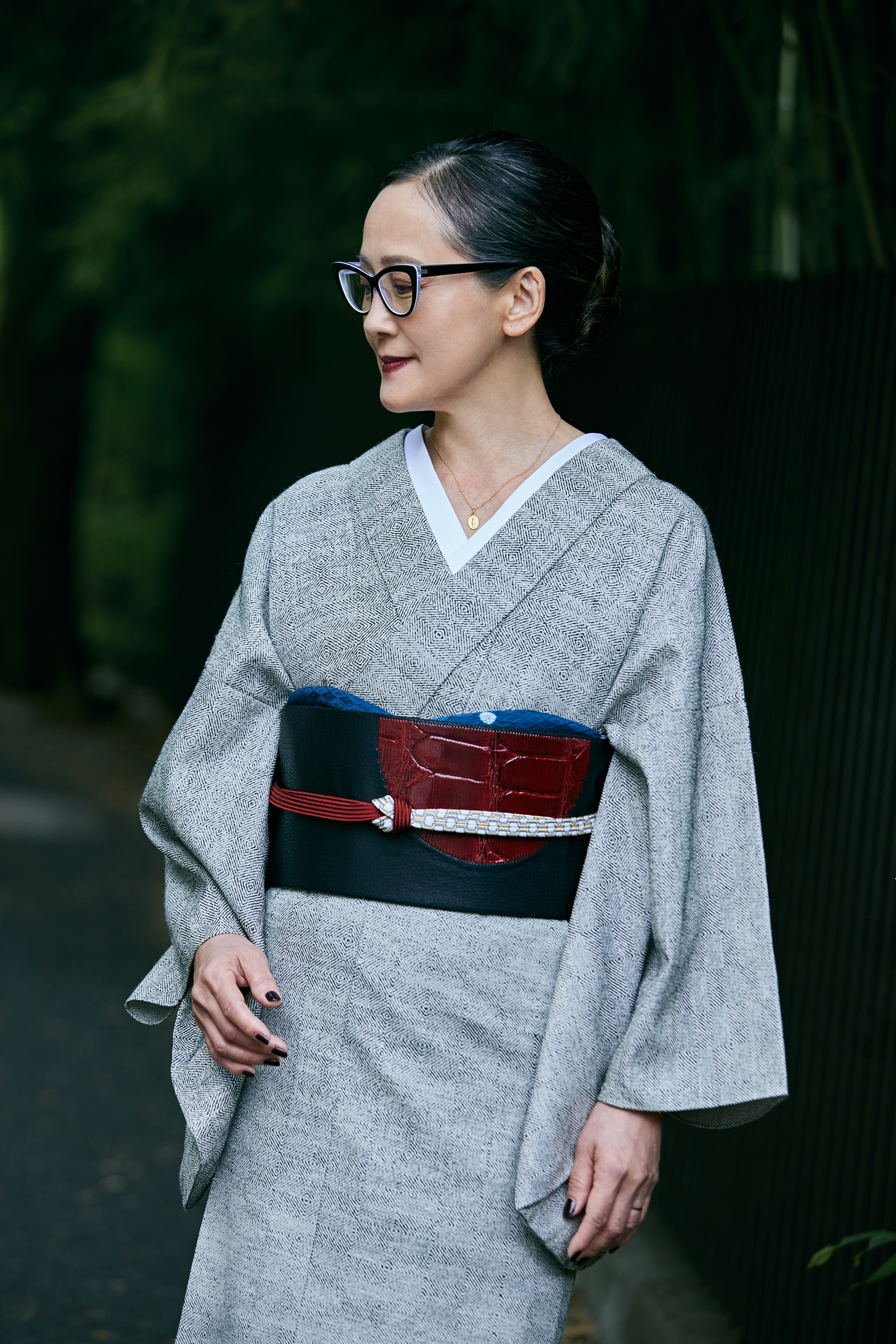 着物|お召し|二人静 幸菱尽し ベージュ|誉田屋源兵衛