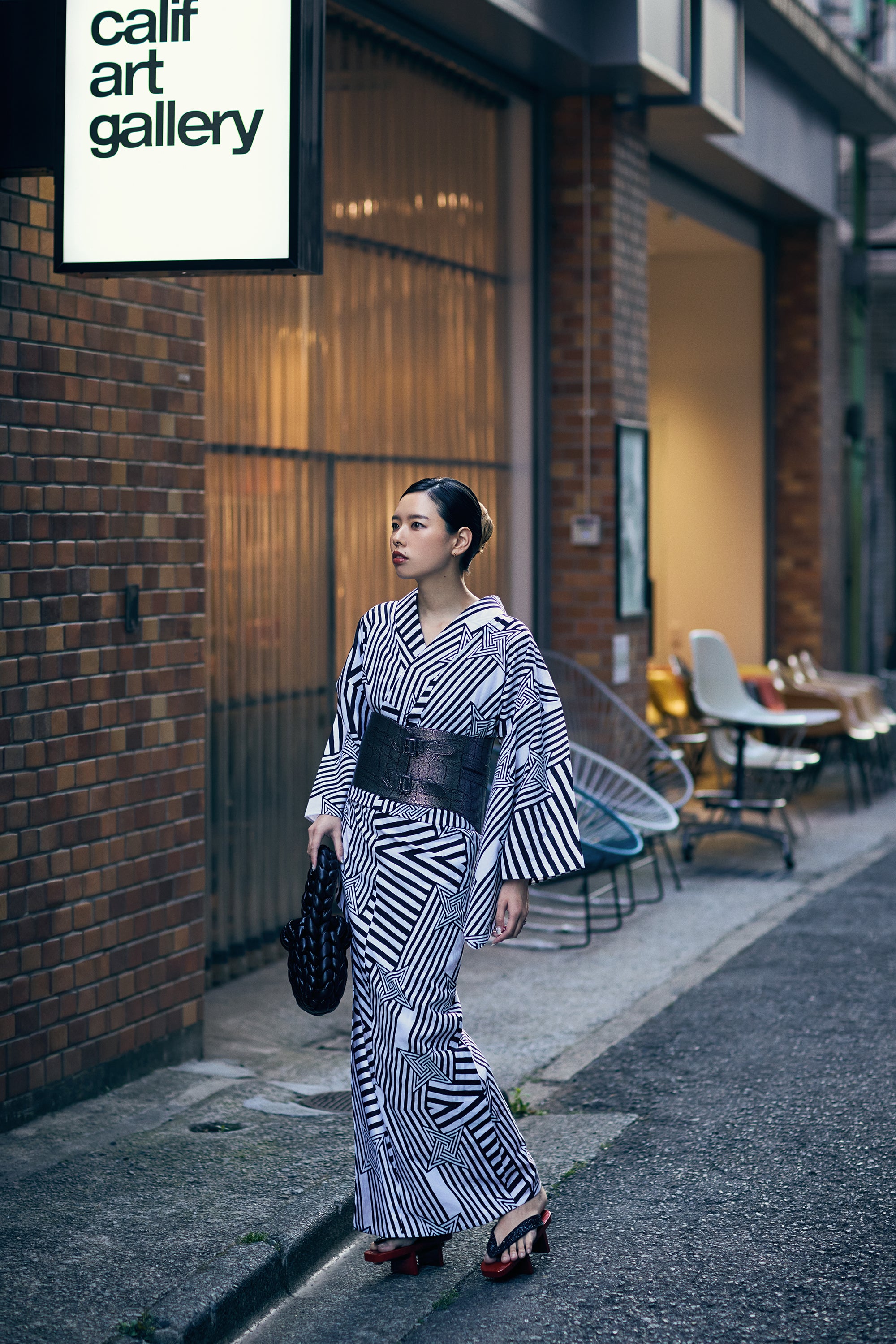 バッグ|Metallic woven bag|ブラック|burself