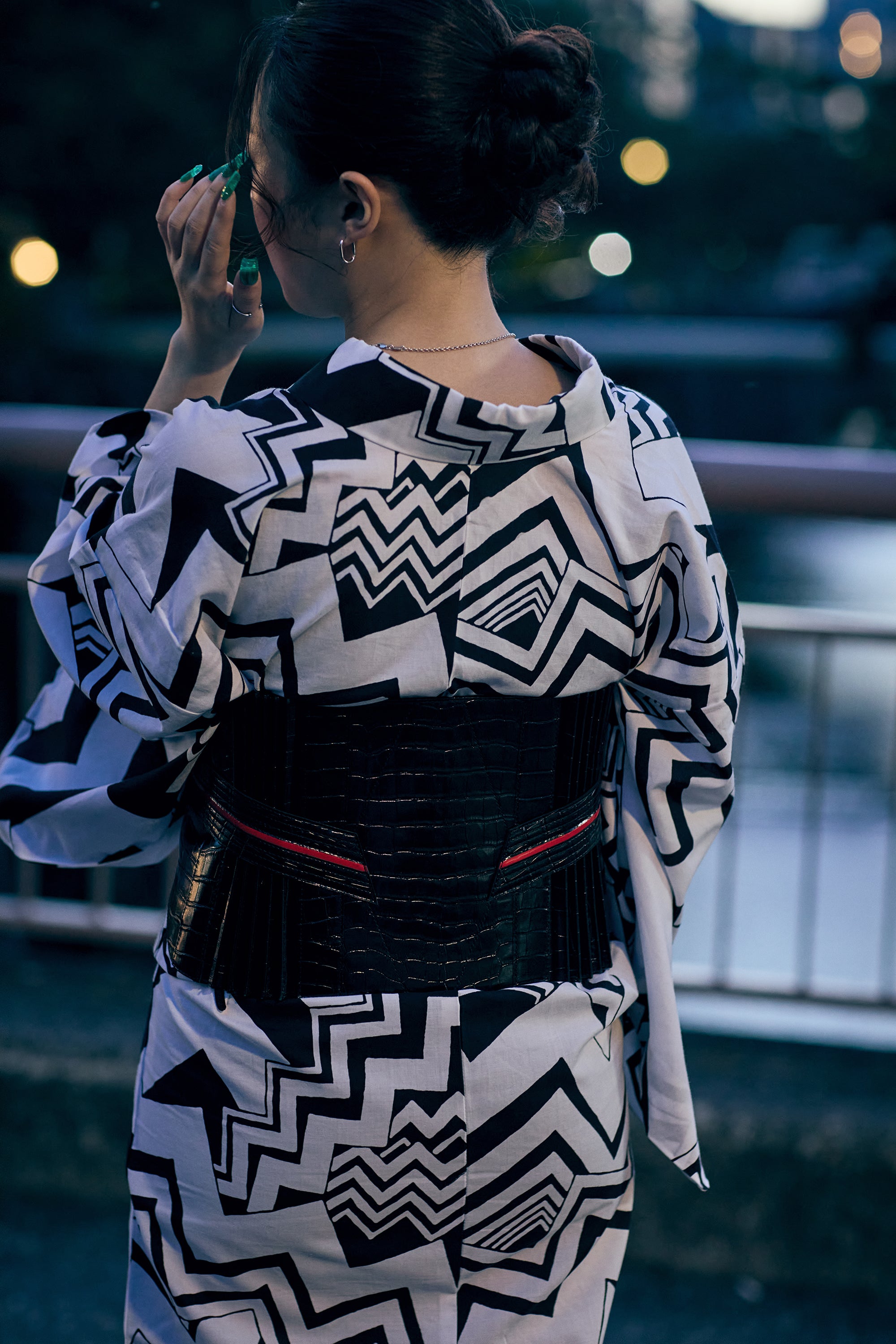 浴衣|乱れ縞 黒|KAPUKI