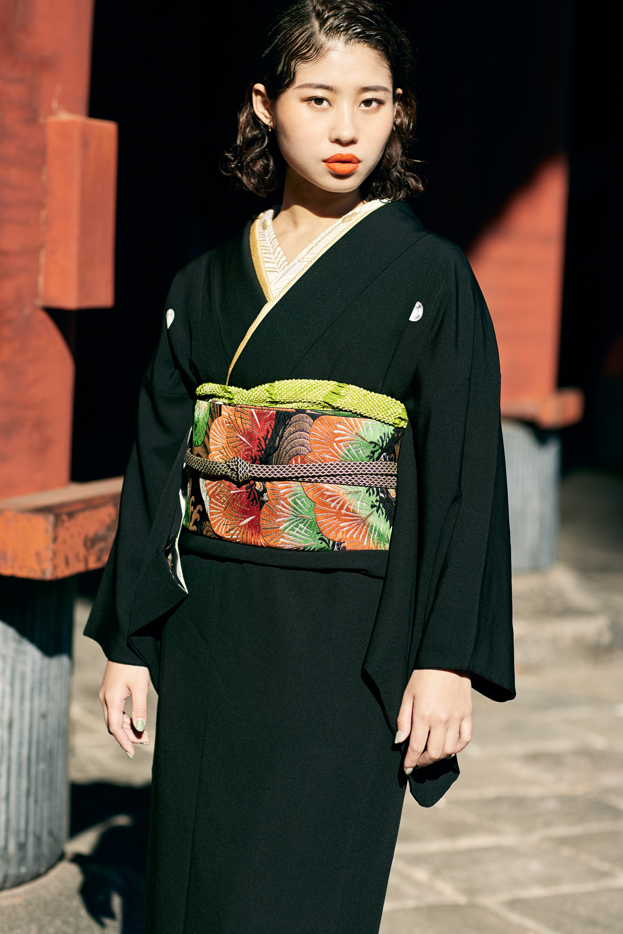 帯締め|内記扇面房 黒金 |正絹