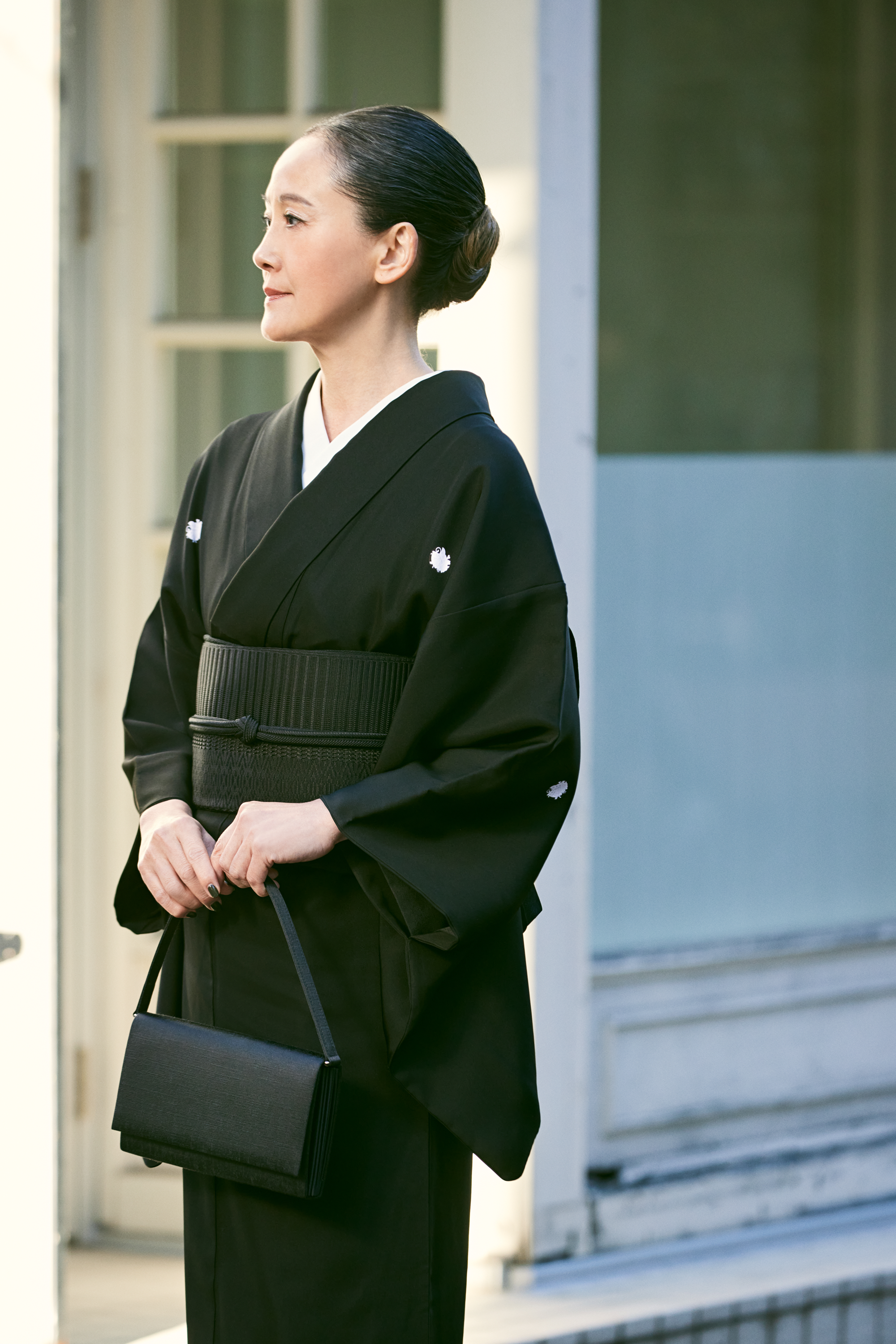 Matsuba-ori Black-Black (Nishimura Textiles): Nagoya Obi | Gauze 8-inch (tailoring fee included)