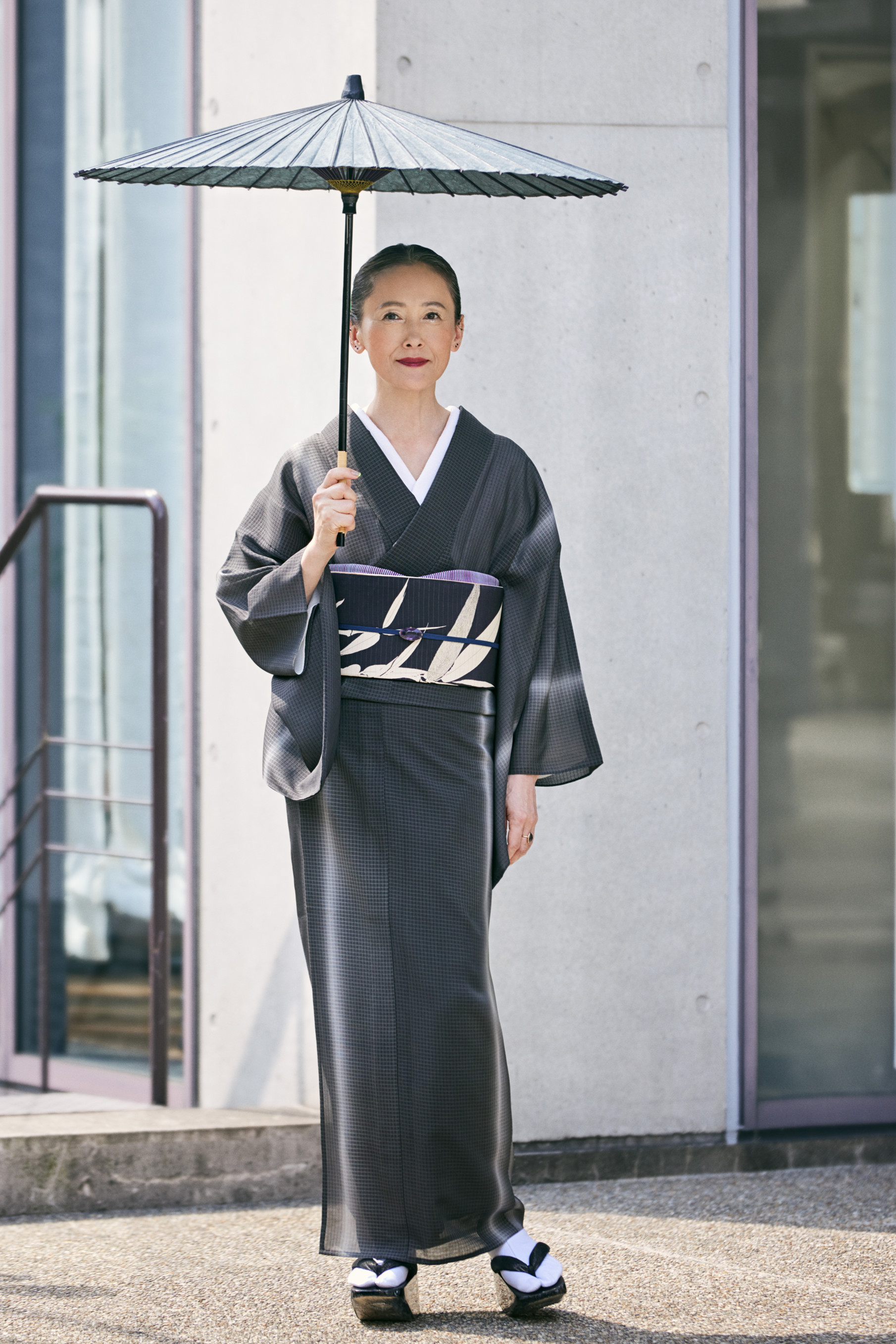 縦暈し 墨黒:本場大島|夏大島|正絹