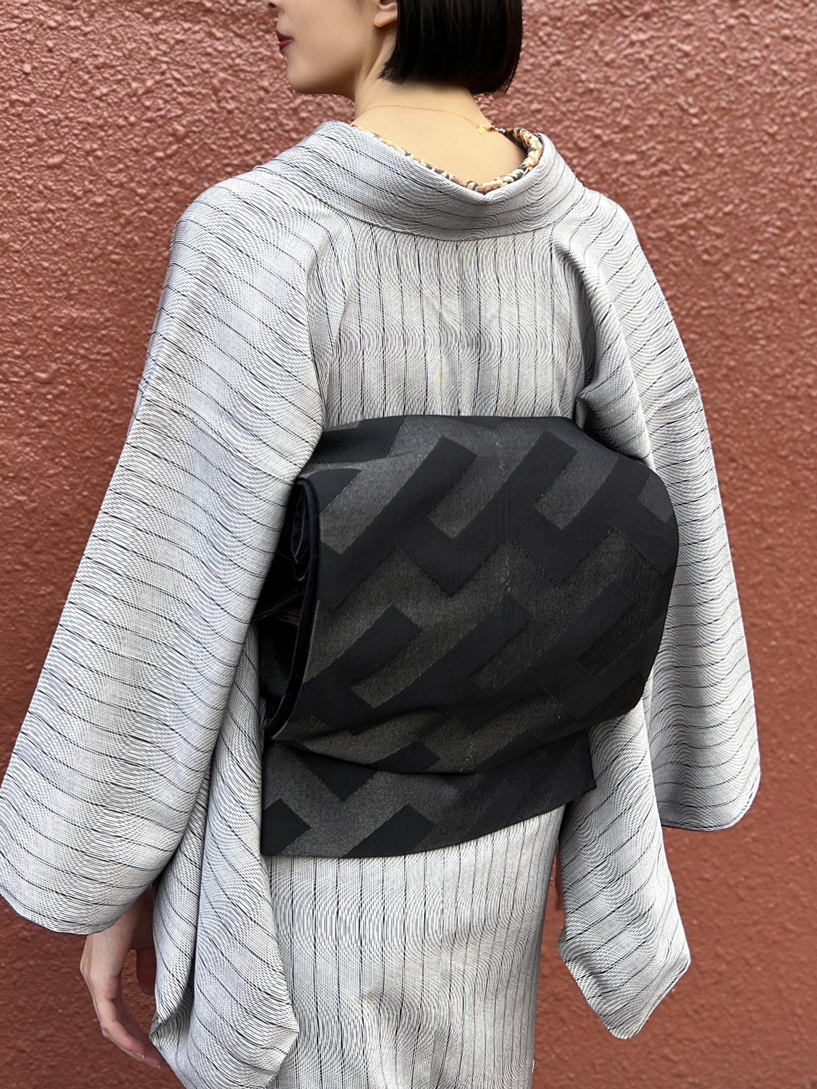 Sayagata (KAPUKI original): Fukuro obi | Nishijin weave | Pure silk (tailoring fee included)