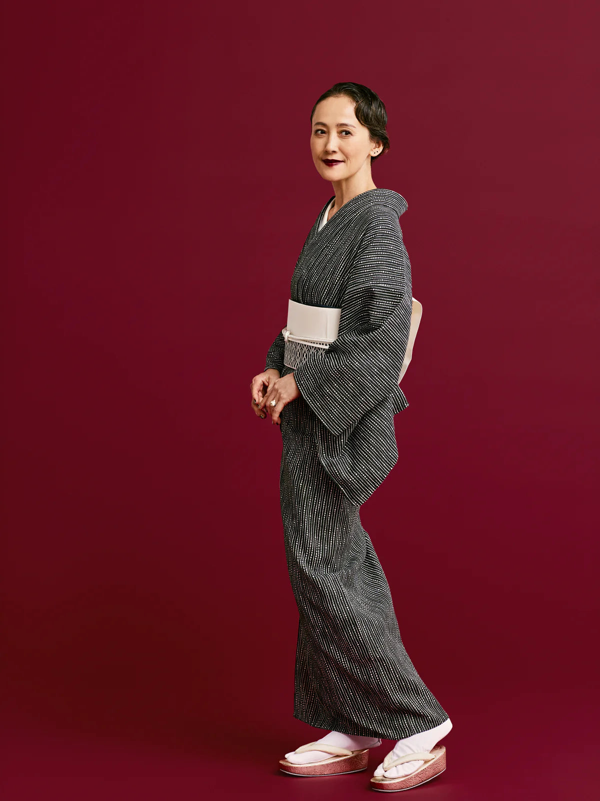 名古屋帯|八寸|一本独鈷|白黒 |西村織物|博多織|お仕立て代込み