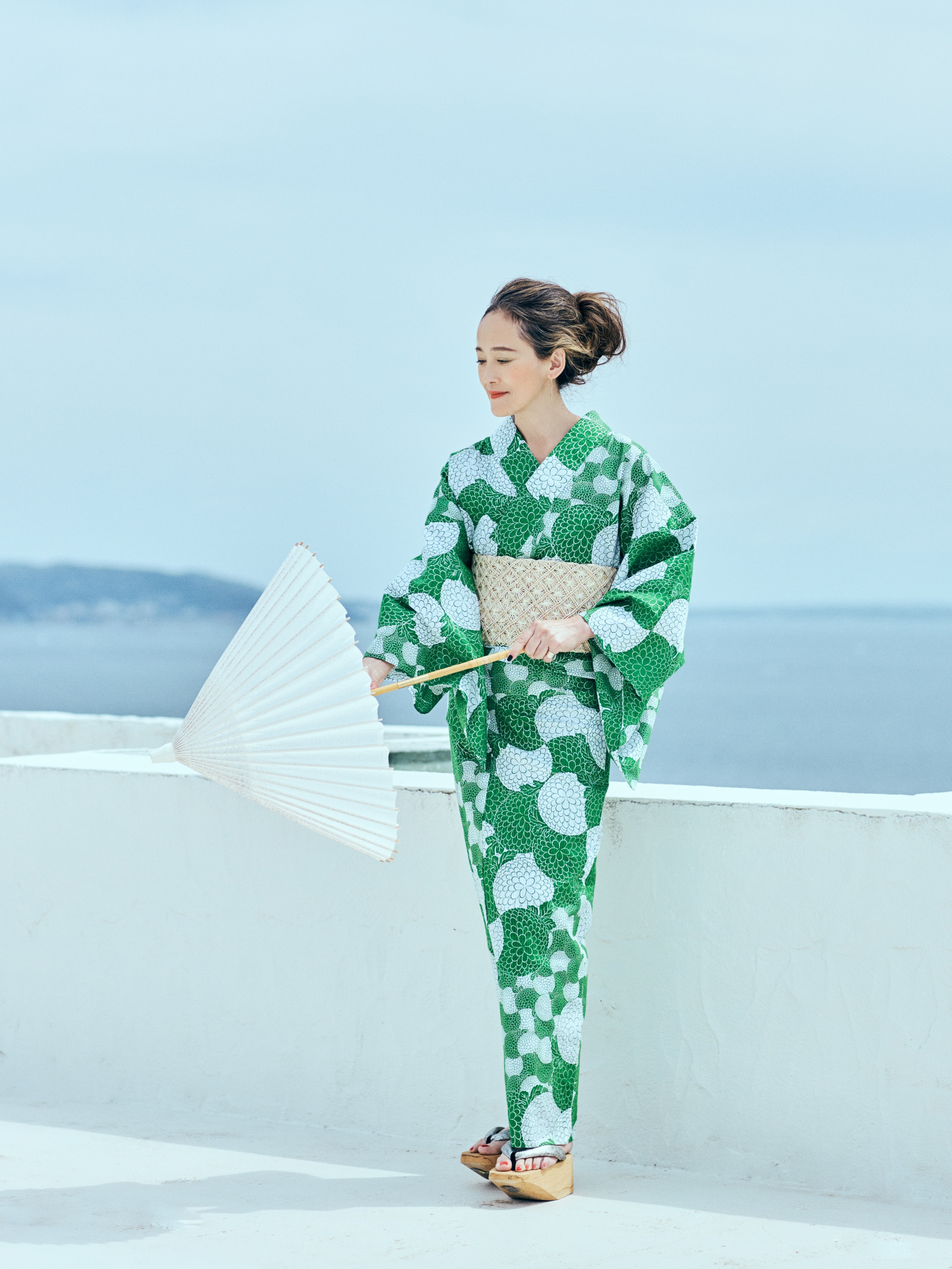 Pompom Chrysanthemum Green (KAPUKI x Nishioka Pencil): Yukata