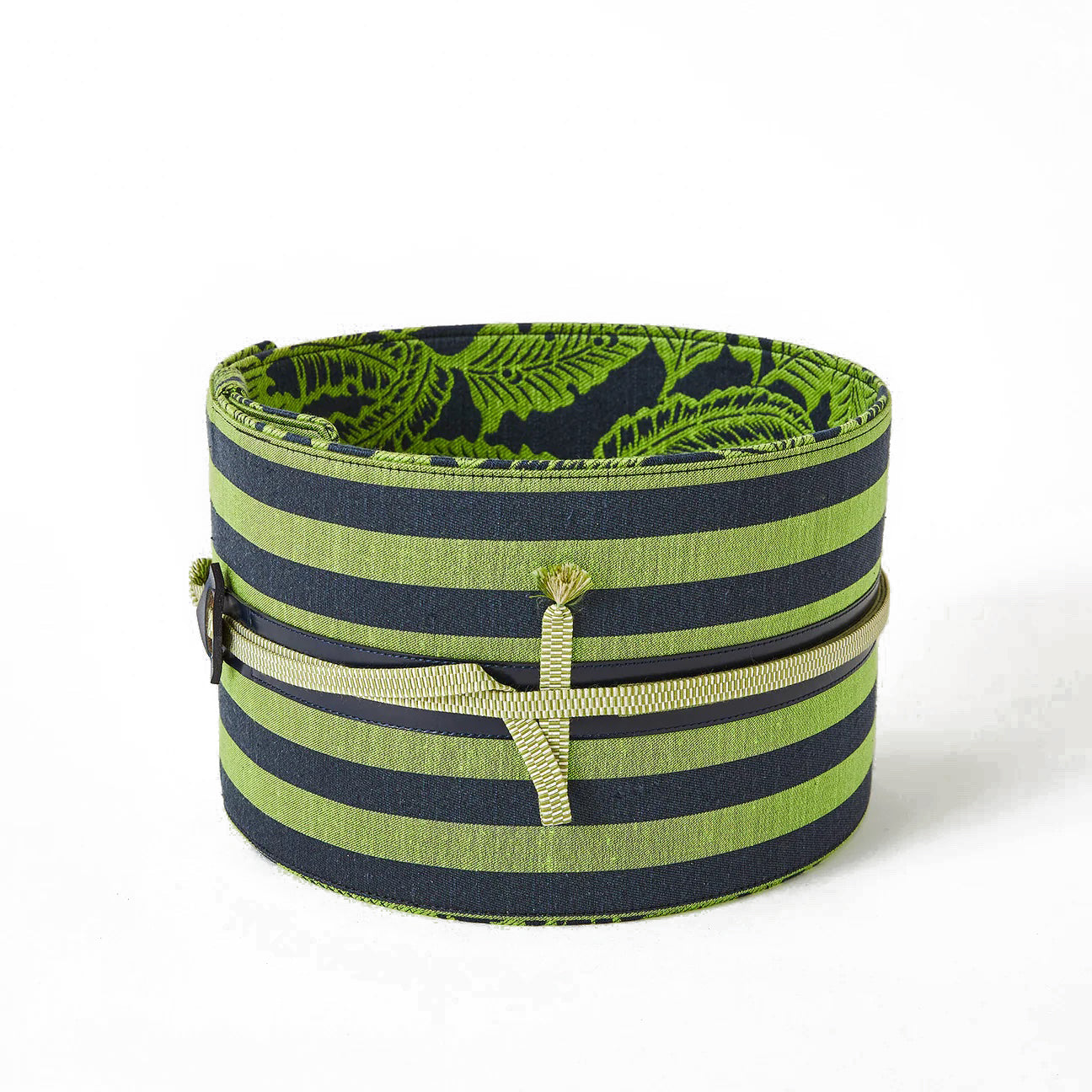 帯ベルト|ボーダー 緑 フリーサイズ|KAPUKI|西陣織|正絹