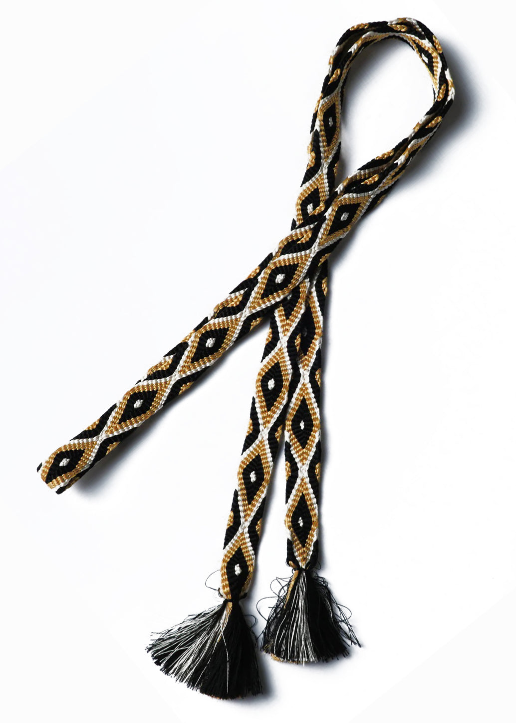 Obijime Plain Weave ``Rhombus Black Gold''
