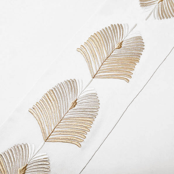 刺繍半衿 松 白地/金