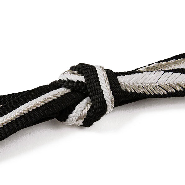 Yamato Braid Extra Thick Black and Silver (KAPUKI special order): Belt tie | Pure silk