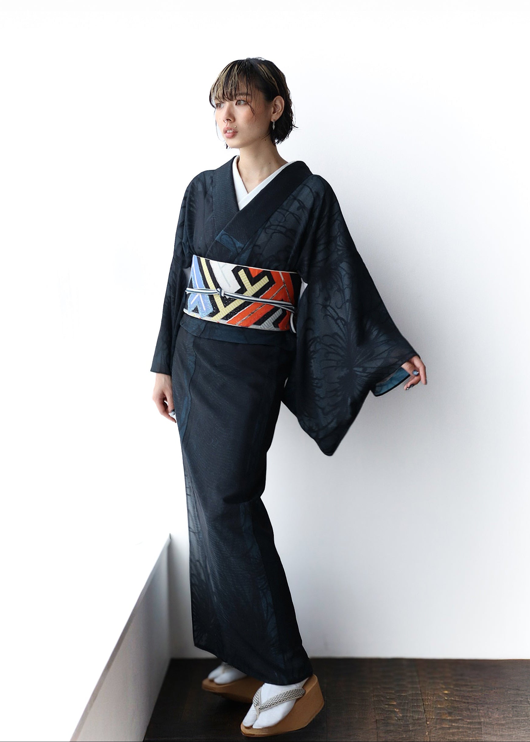 〔プレタ着物〕 着物|紋紗 月華舞菊 両面染め|KAPUKI別注