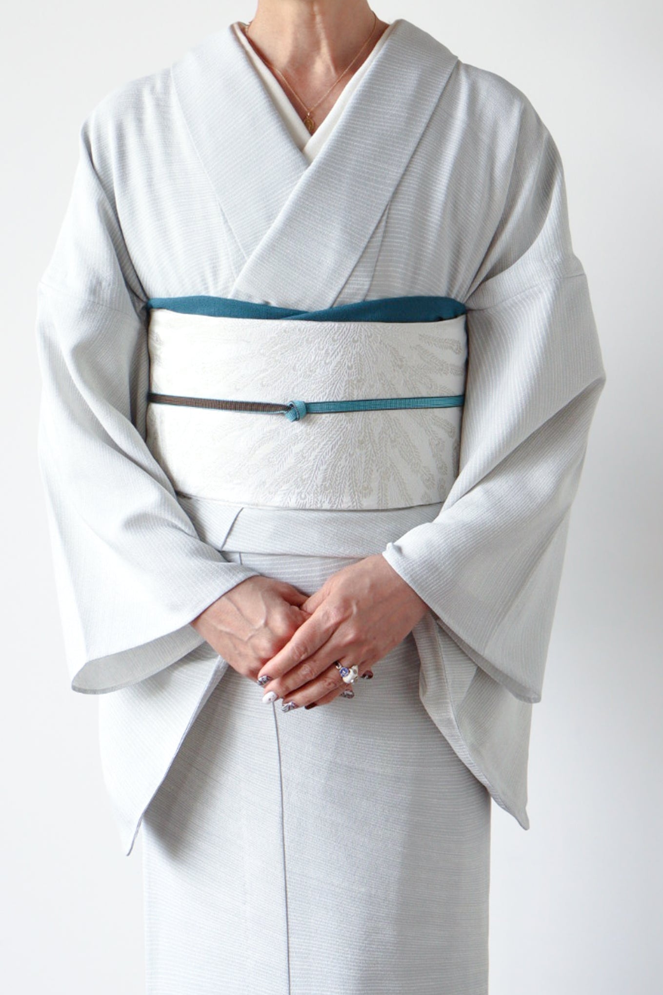 兵児帯|孔雀の羽根 白金|KAPUKI