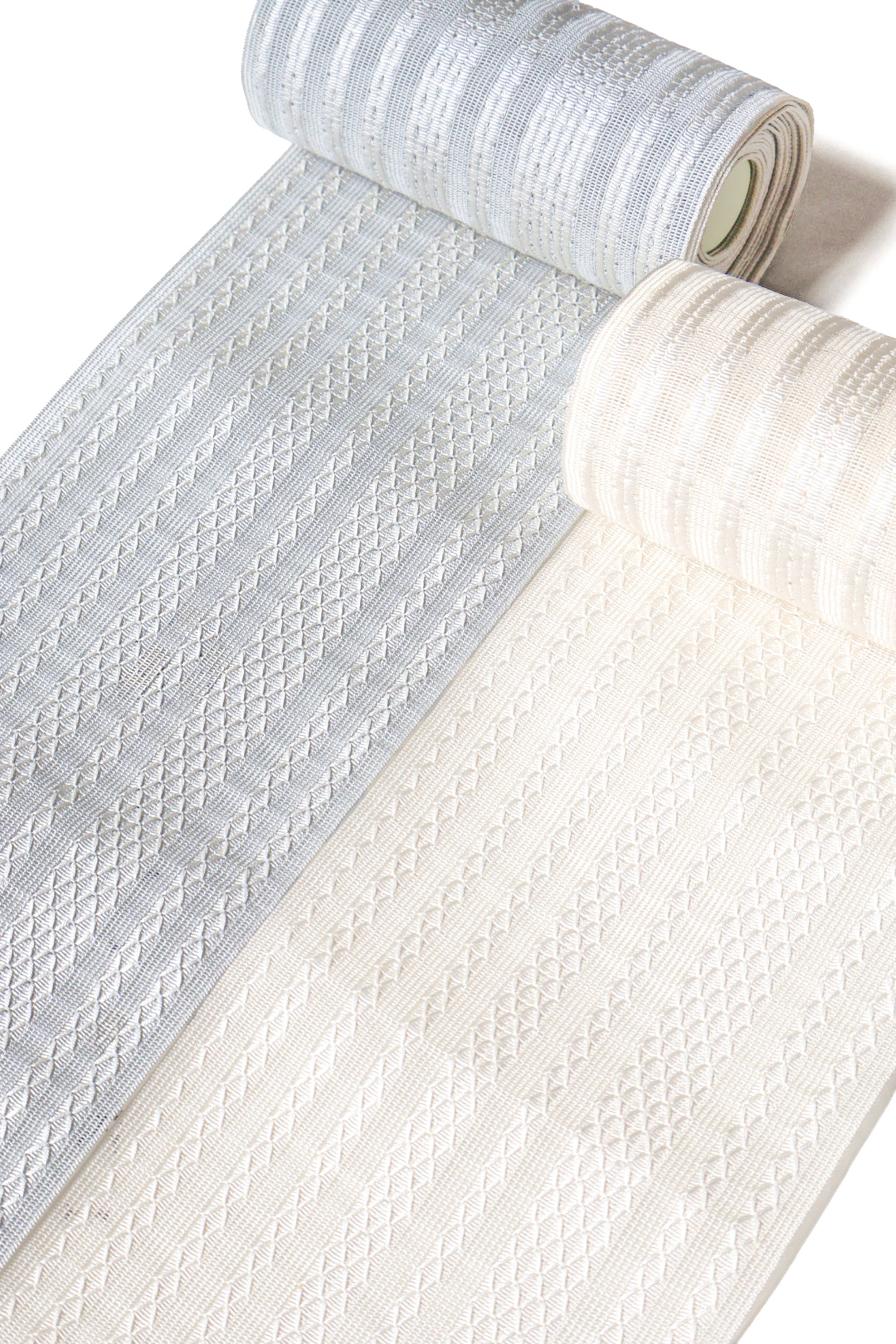 網綟 白共|薄鼠 (西村織物):四寸|半巾帯