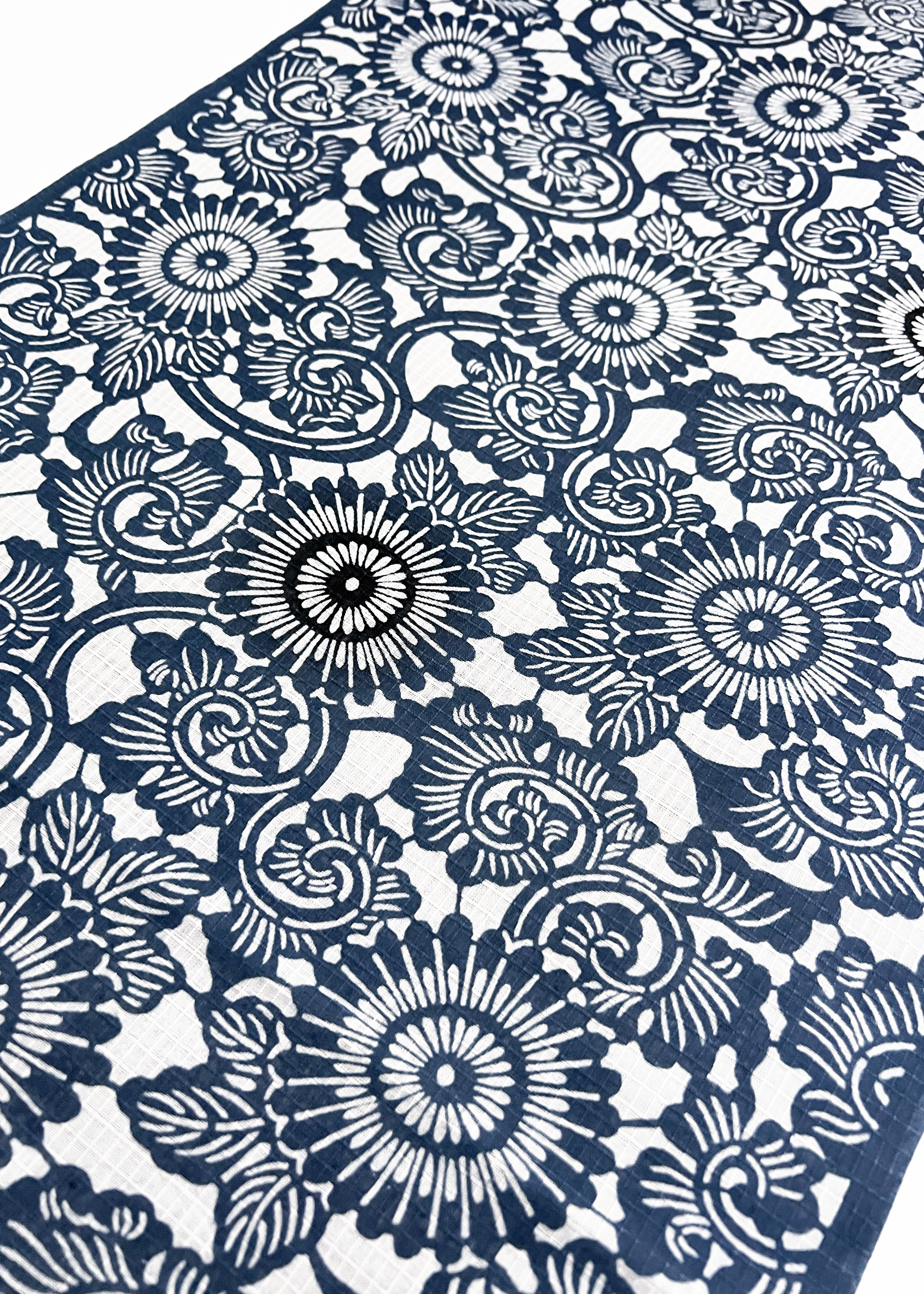 時計草 越後型型染(紺仁):浴衣|片貝木綿 時計草 越後型型染(紺仁):浴衣|片貝木綿