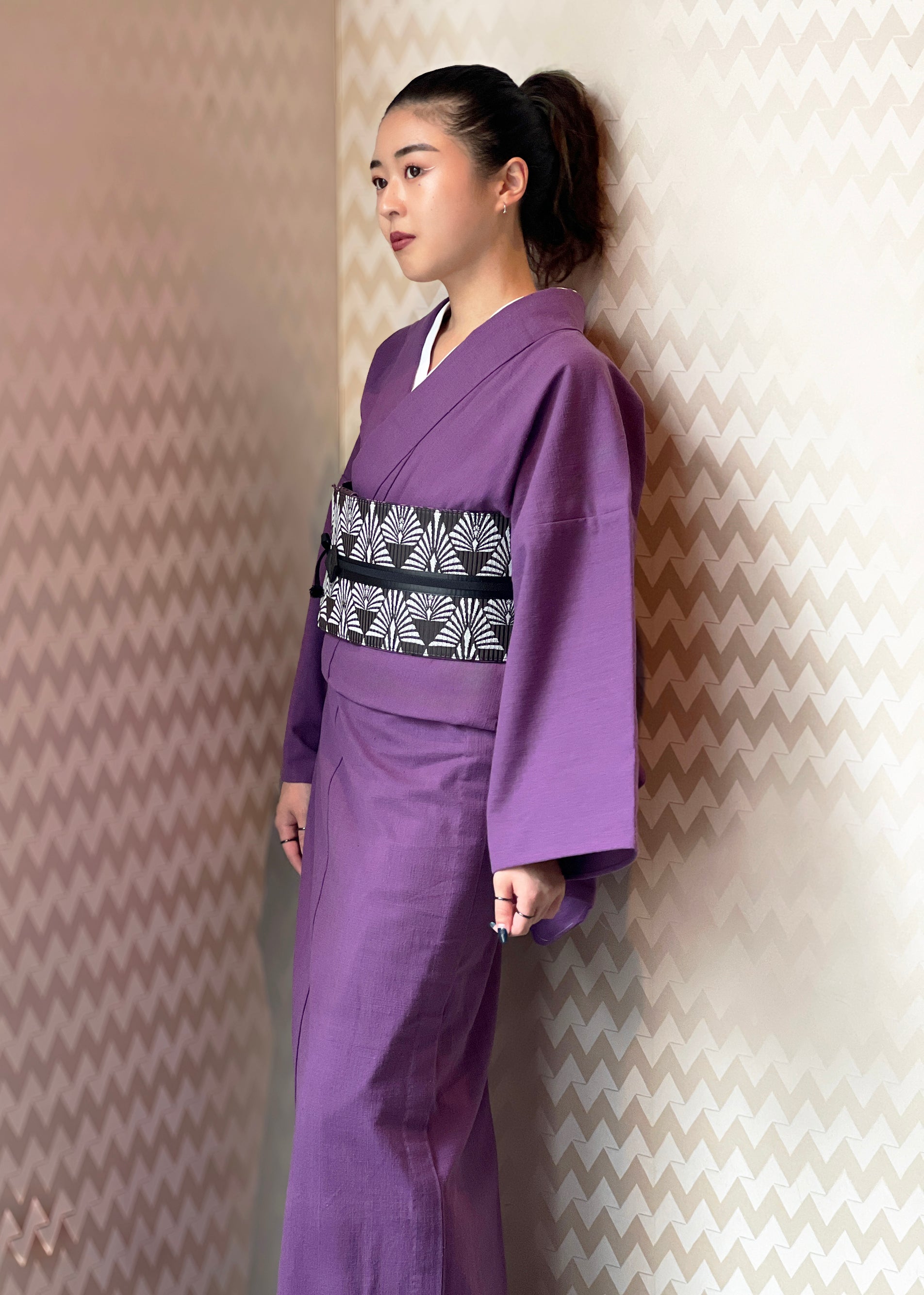 喪服 反物 単衣 正絹 バイオ紫根 紋 名前入り ほころびる