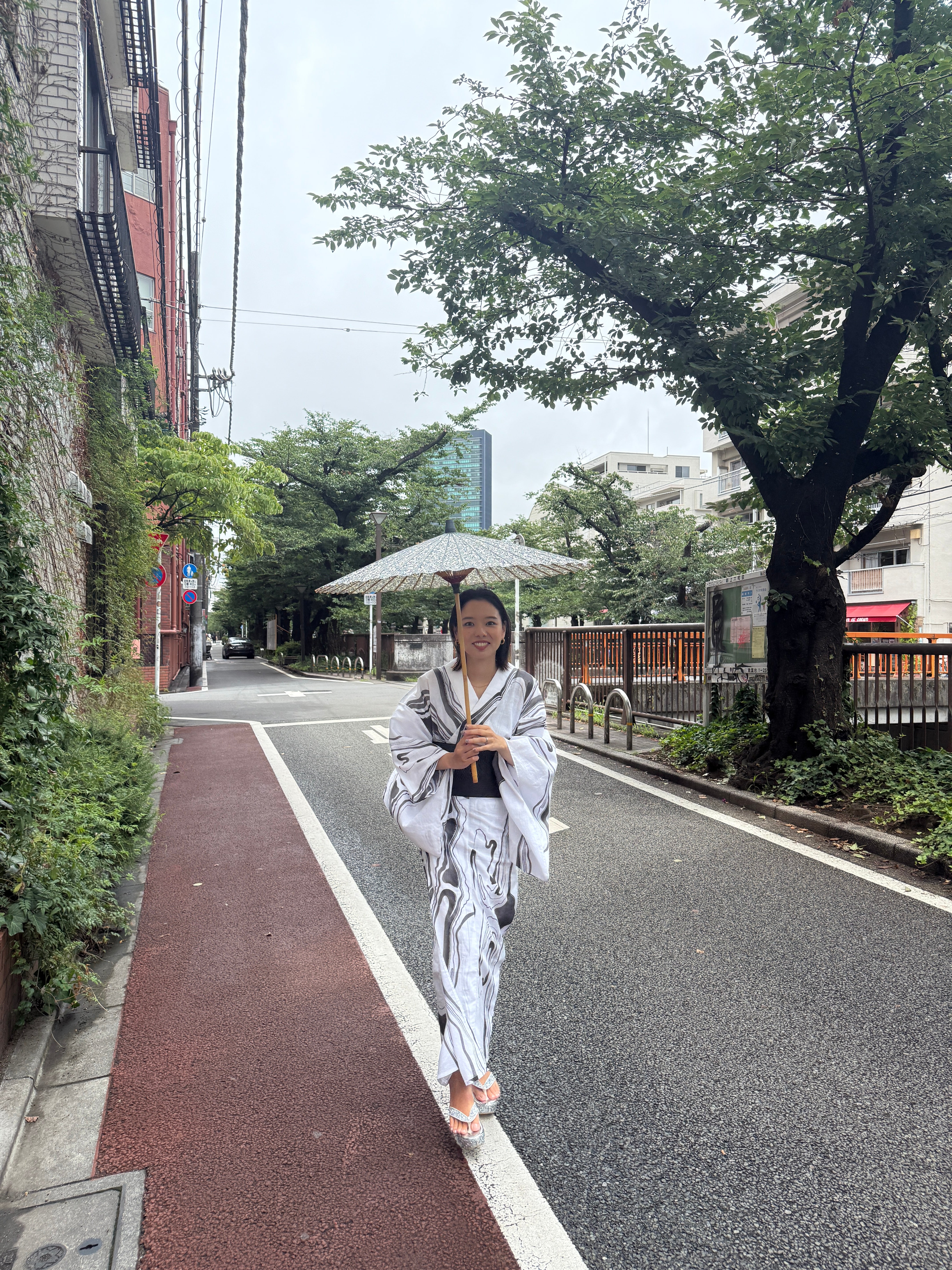 つた青 友禅柄:日傘|継柄|和紙