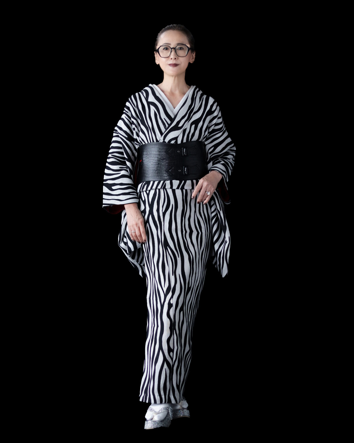 Rice-woven Komon Zebra Black and White: Cotton | Kimono | Single-layer Kimono