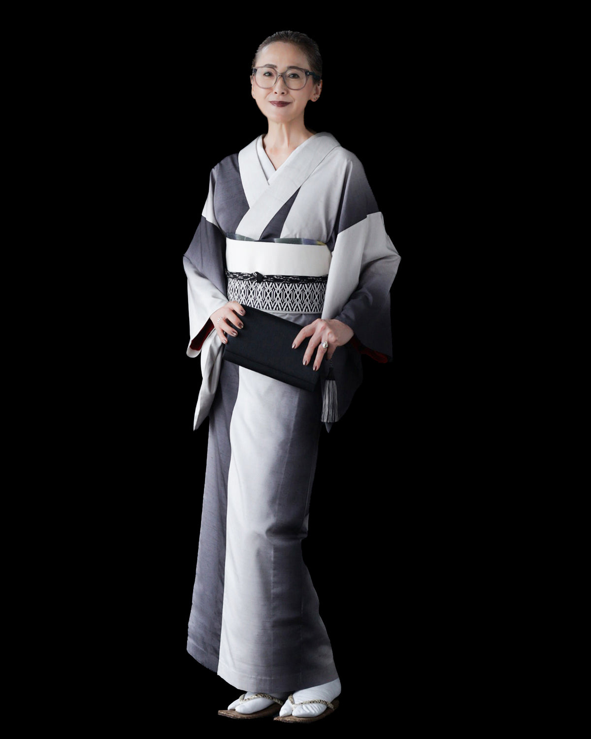 Ojiya Tsumugi Monotone Gradation: Kimono | Silk | Single Layer | Lined