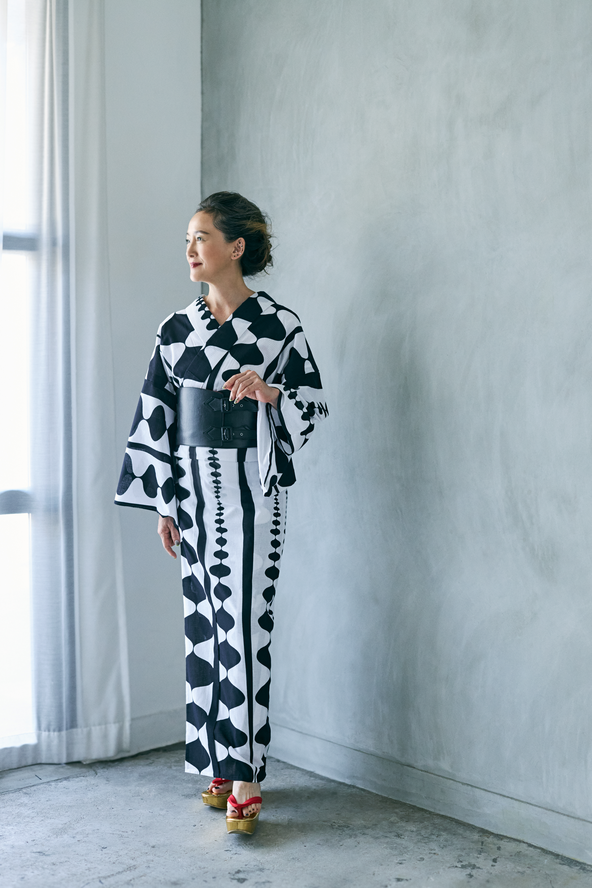 帯ベルト|黒 裏地赤|Mサイズ|KAPUKI|レザー