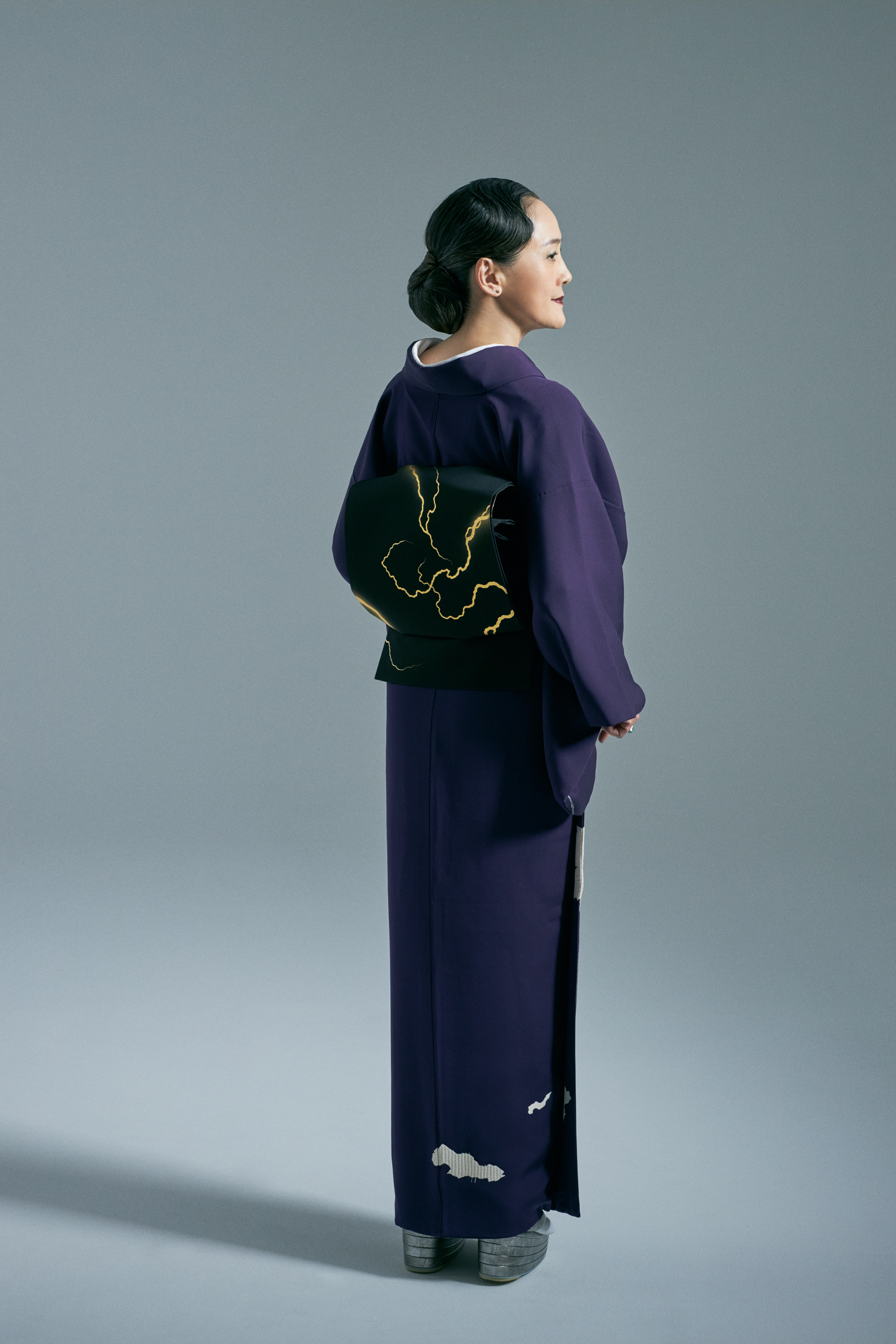 Gold-colored lightning bolt (KAPUKI original): Nagoya obi | Kyoto bag obi, pure silk | Gold-colored (tailoring fee included)