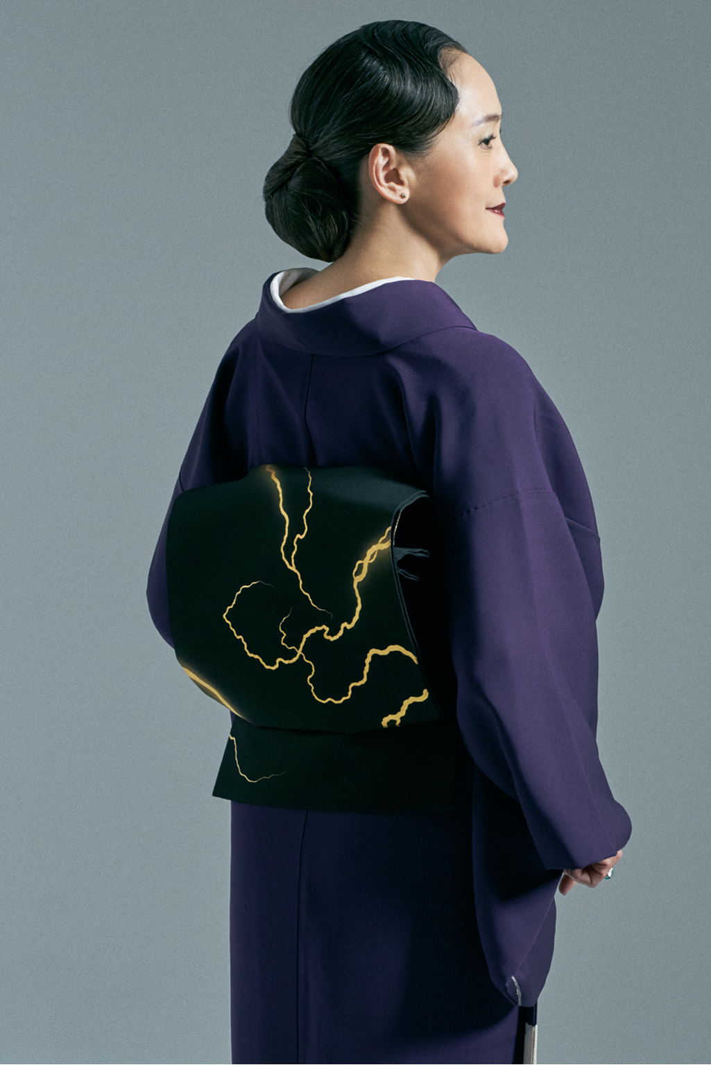 Gold-colored lightning bolt (KAPUKI original): Nagoya obi | Kyoto bag obi, pure silk | Gold-colored (tailoring fee included)