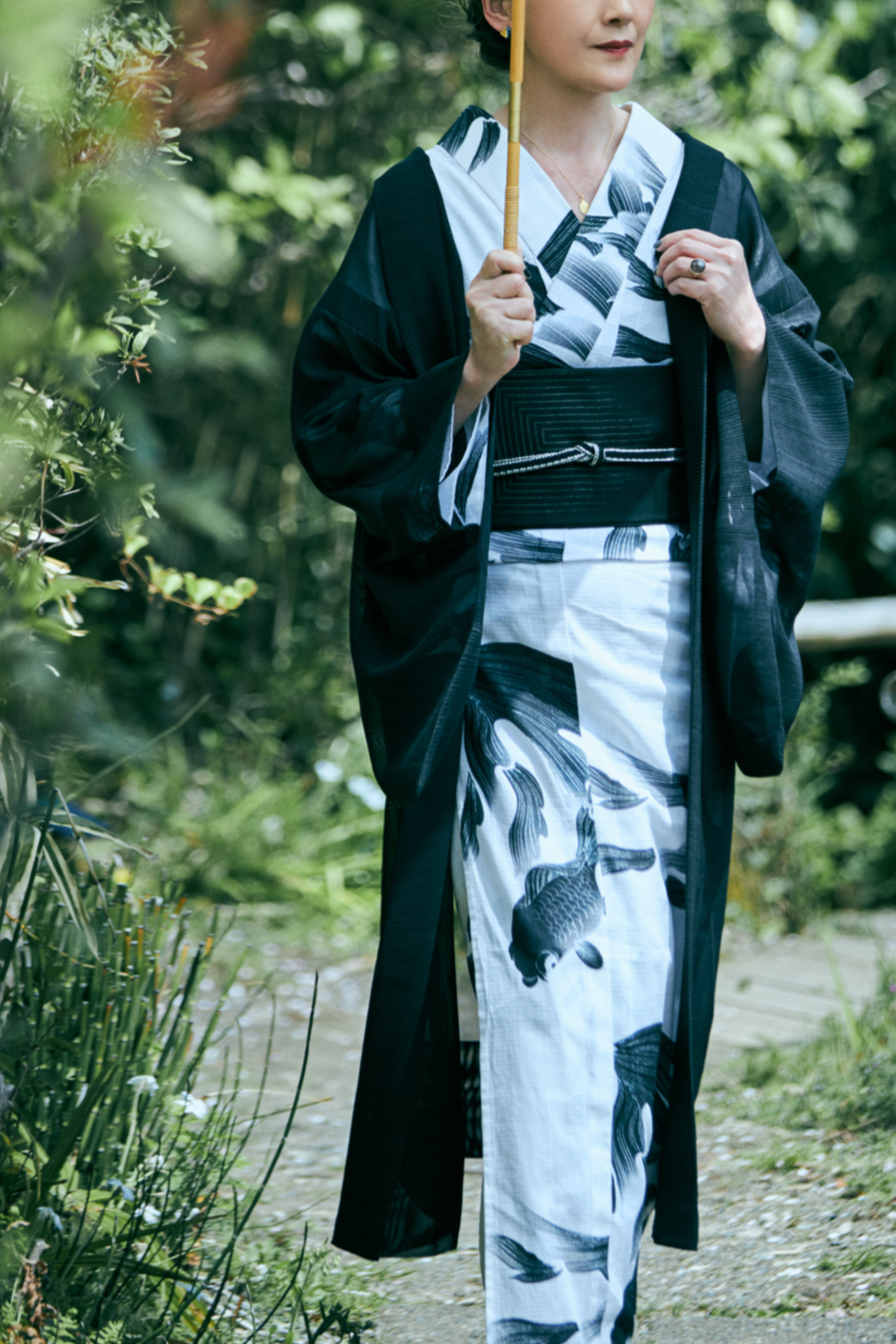 薄羽織|夏小紋|涼線 墨黒|松寿苑|紗