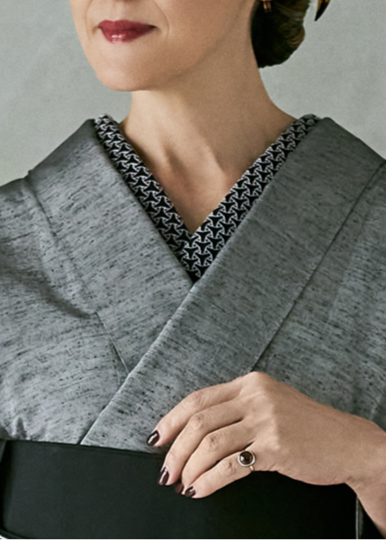 半衿|組技 黒地/白 |KAPUKI|アンティーク復刻柄