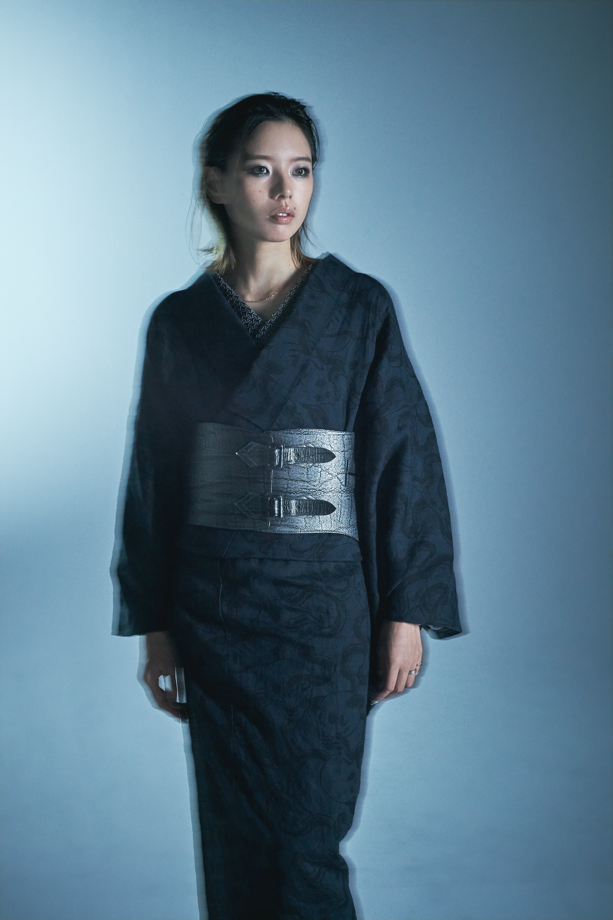 Half-collar, braided, black/white (KAPUKI original): Half-collar | Pure silk