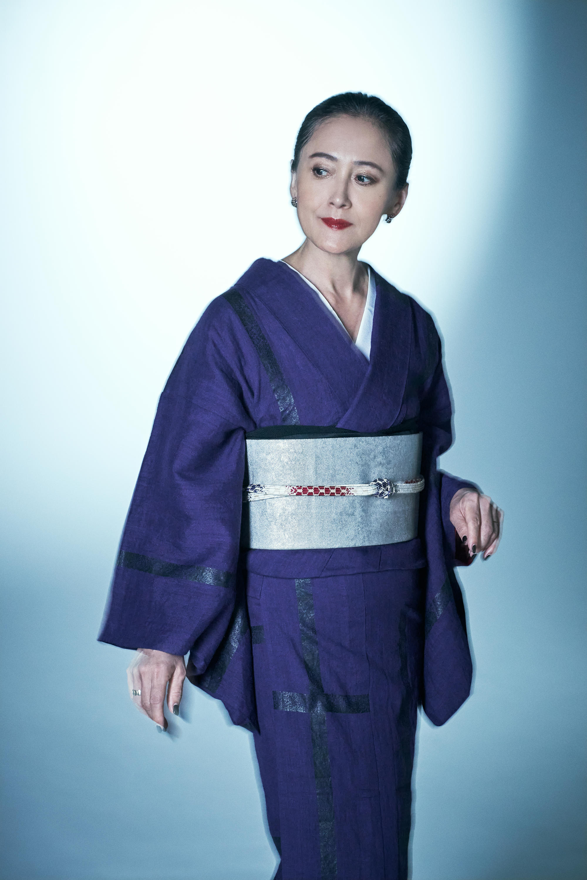 着物|麻世妙|破れ格子 紫/黒漆|KAPUKI × 誉田屋源兵衛|大麻布