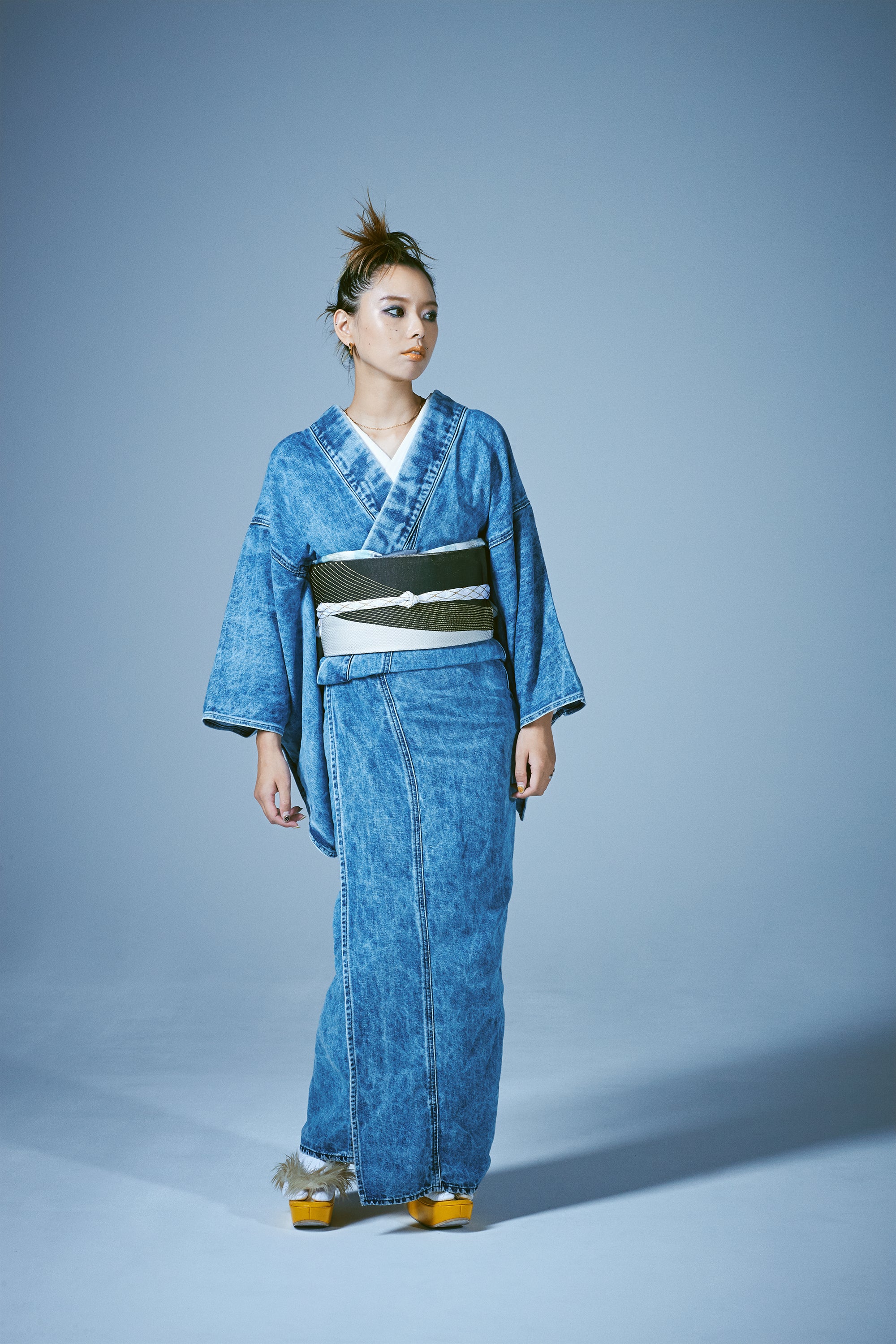 デニム着物|綿麻 ケミカル|レディース|KAPUKI
